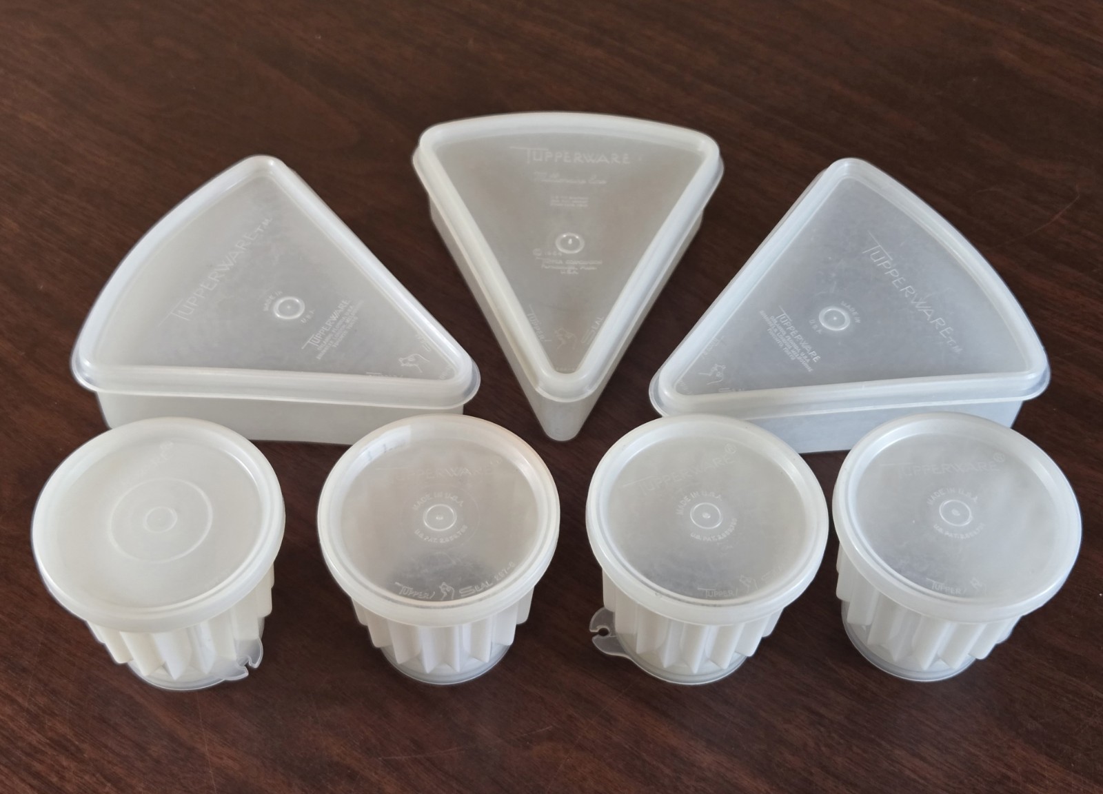 Vintage Tupperware Dessert Mold Pie Slice Container Lot Frosted USA