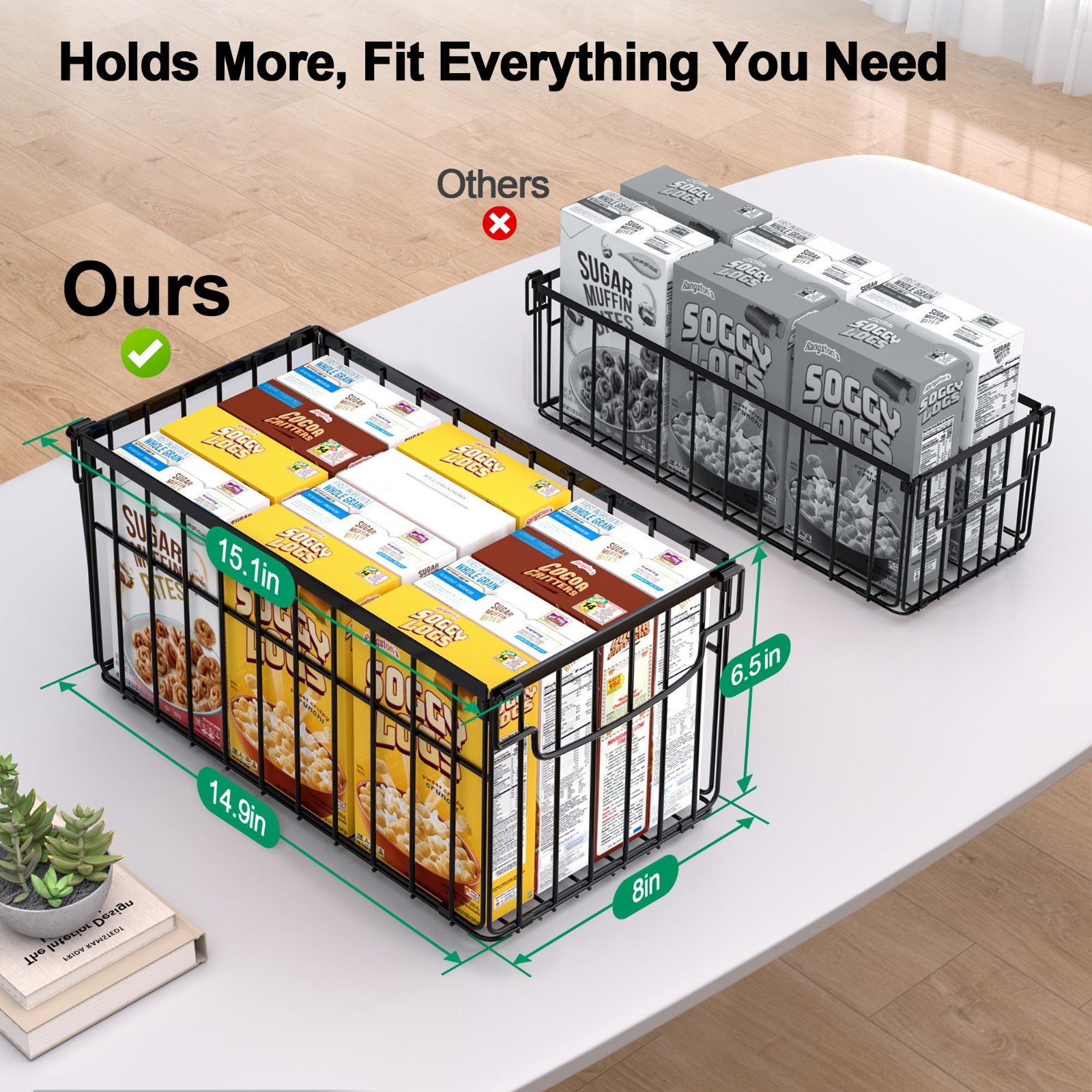 Stackable Freezer Organizer Bins 4-Pack – Deep Storage Baskets with Handles for