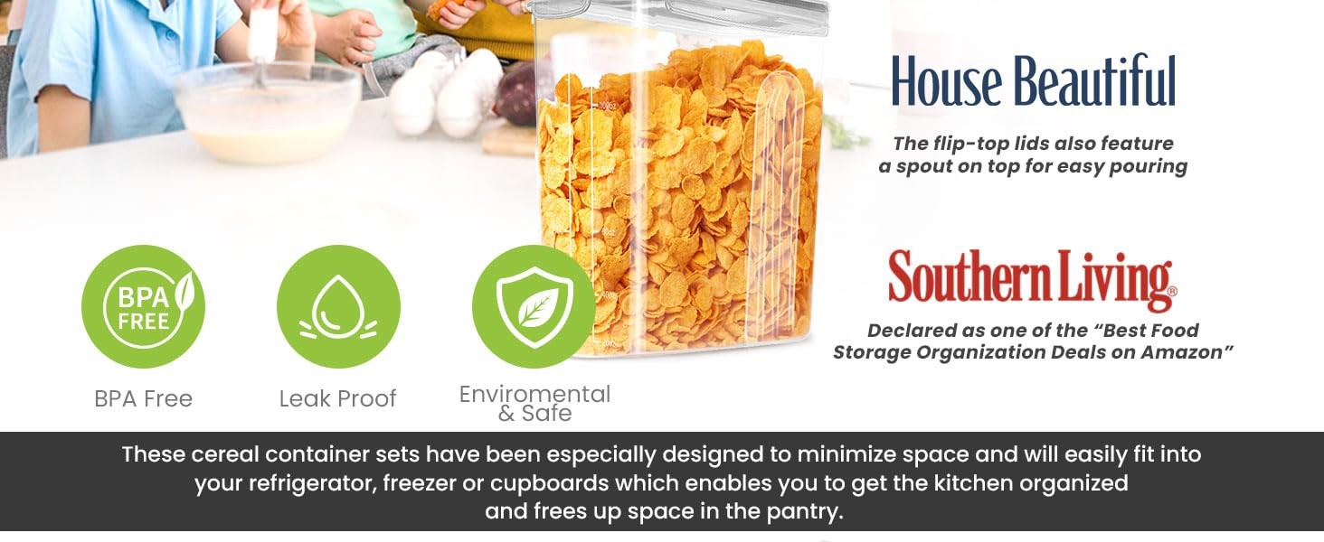 Cereal Containers Storage Set – 2 Pack 4L(135.2 oz) Airtight Food Storage
