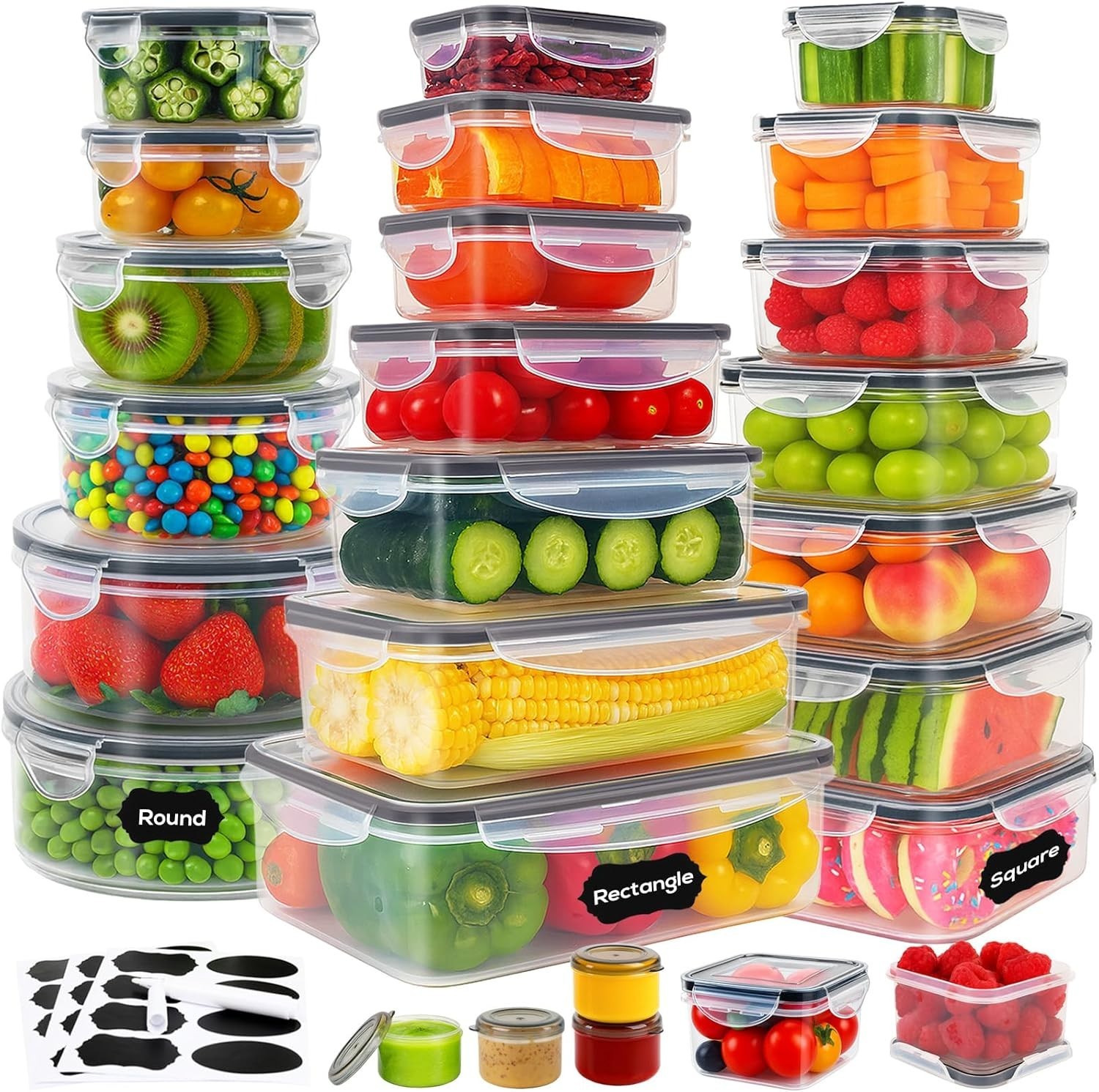50-Piece Stackable Food Storage Containers – Thicker, Clear, Airtight Set