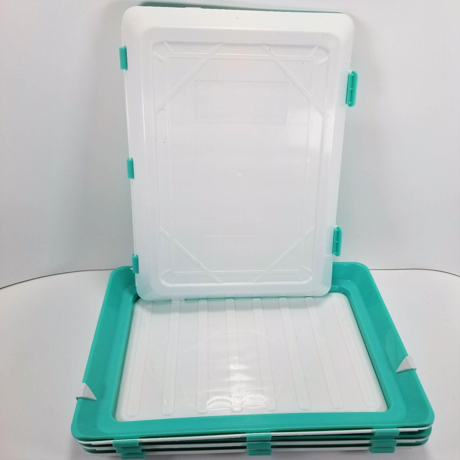 Total of 6 SKINNY STACKS Food Storage Trays Intersell BPA Free 2 New, 4 Preowned