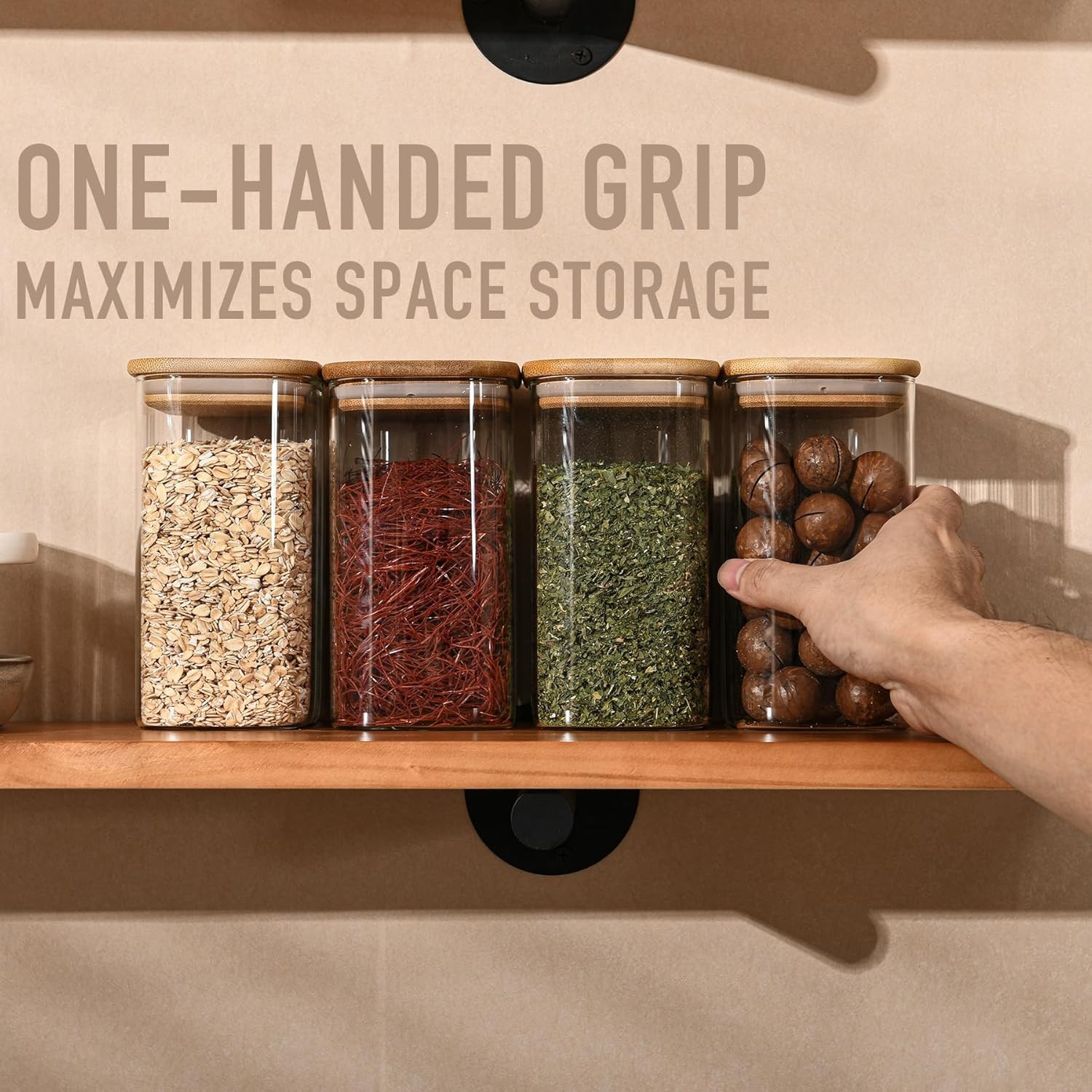 37oz Rectangle Airtight Glass Storage Containers with Bamboo Lids (Set of 4),