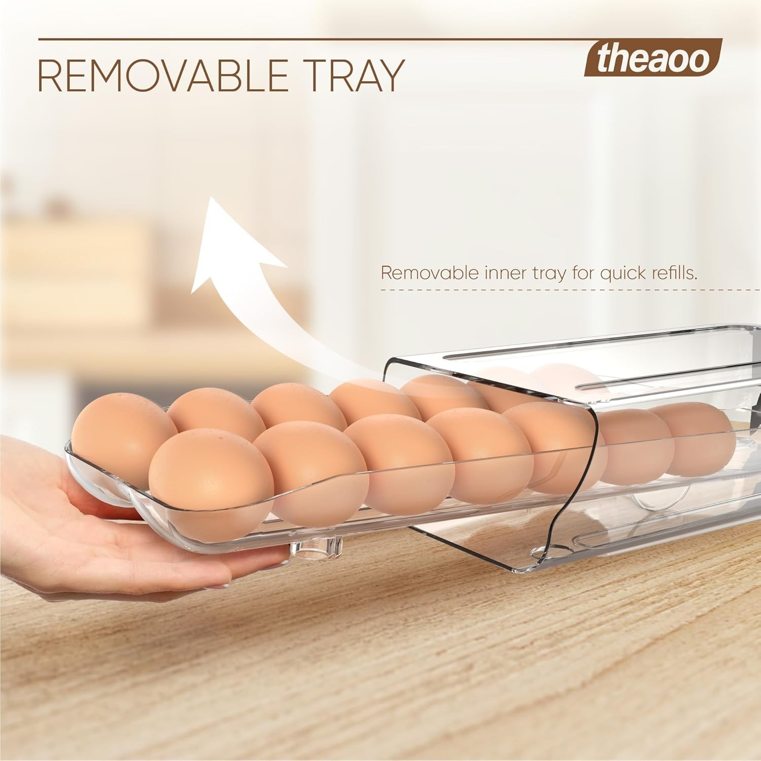 2 Pack Egg Holder Clear Plastic Container Egg Dispenser for Fridge Refrigerator