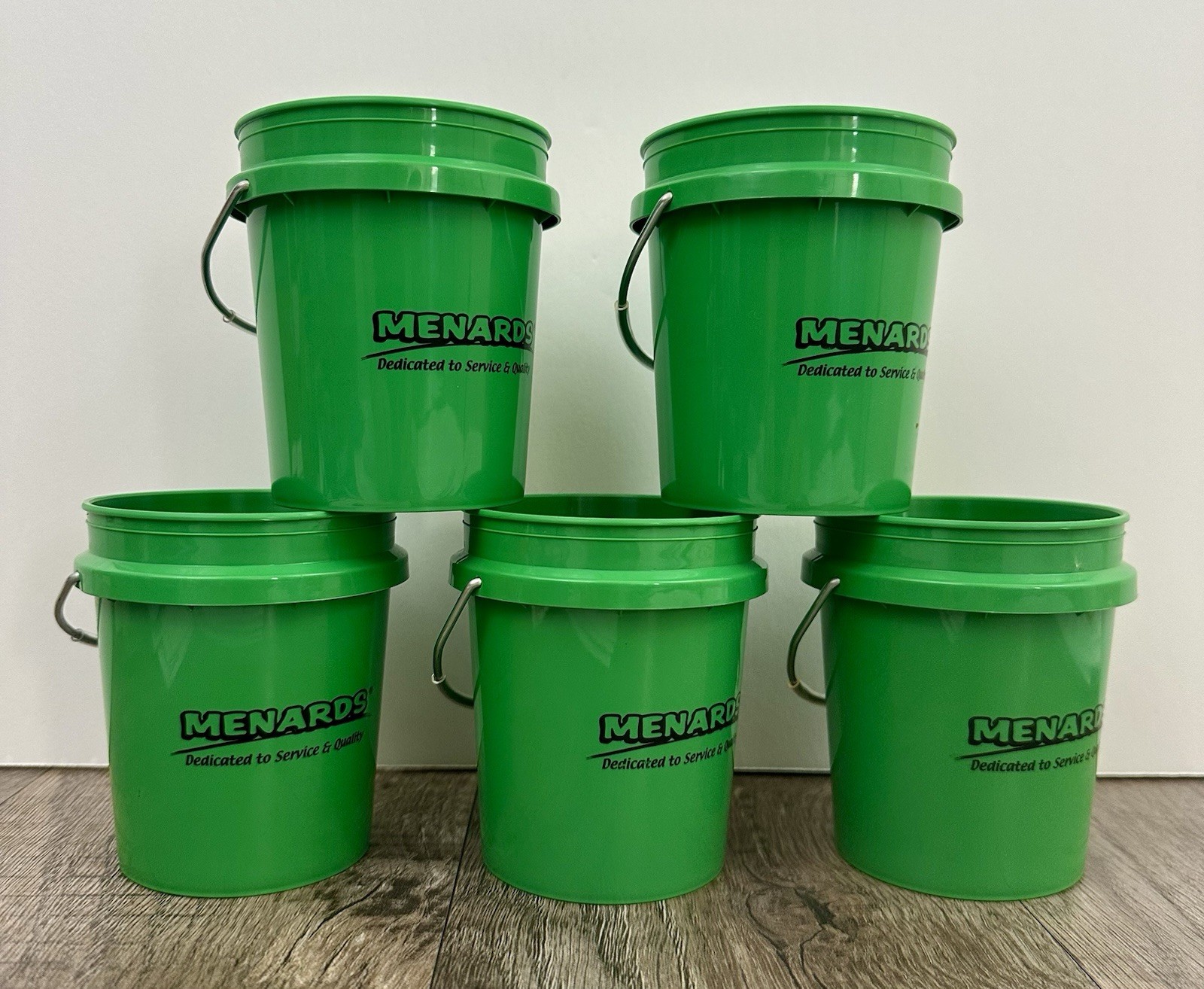 Set of 5 Menards 400mL Mini Bucket Steel Handle Fun Tailgating Party Gift New