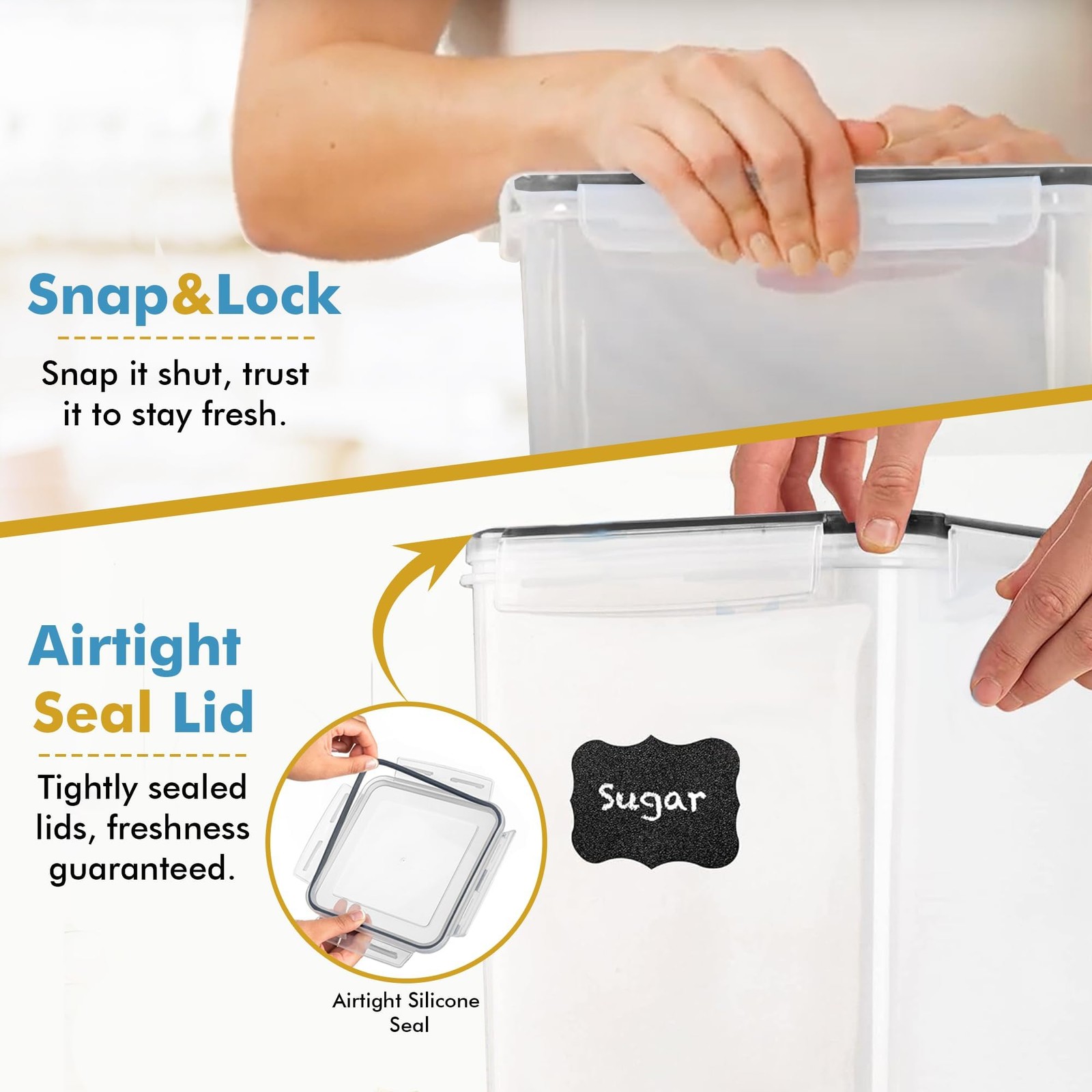 Shazo 2 PC (9.5L | 321 Oz) Extra Large Bulk Food Storage Containers with Airt…