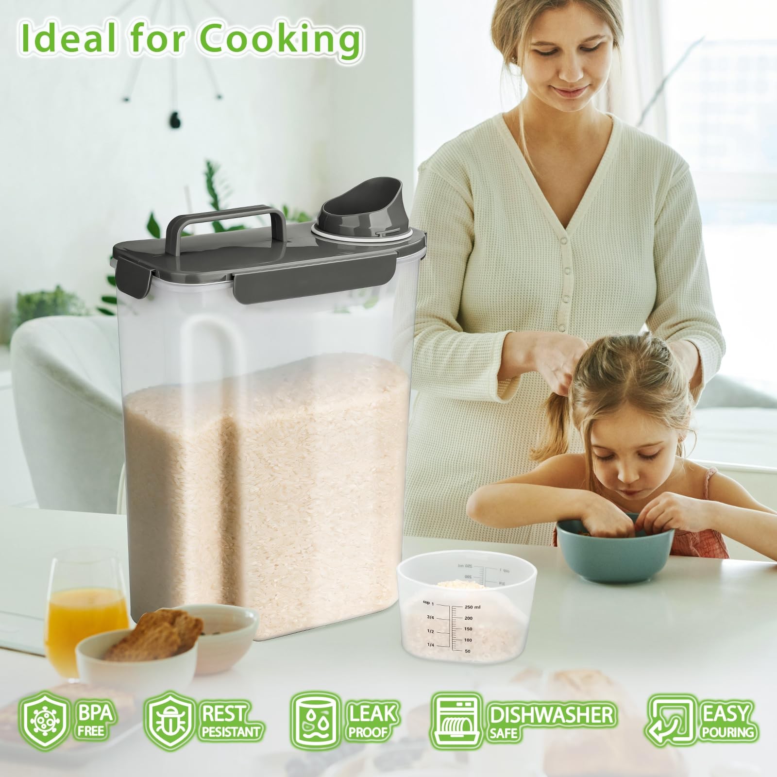 Viretec Airtight Food Storage Container Set, 2 Pack, BPA~Free, Grey