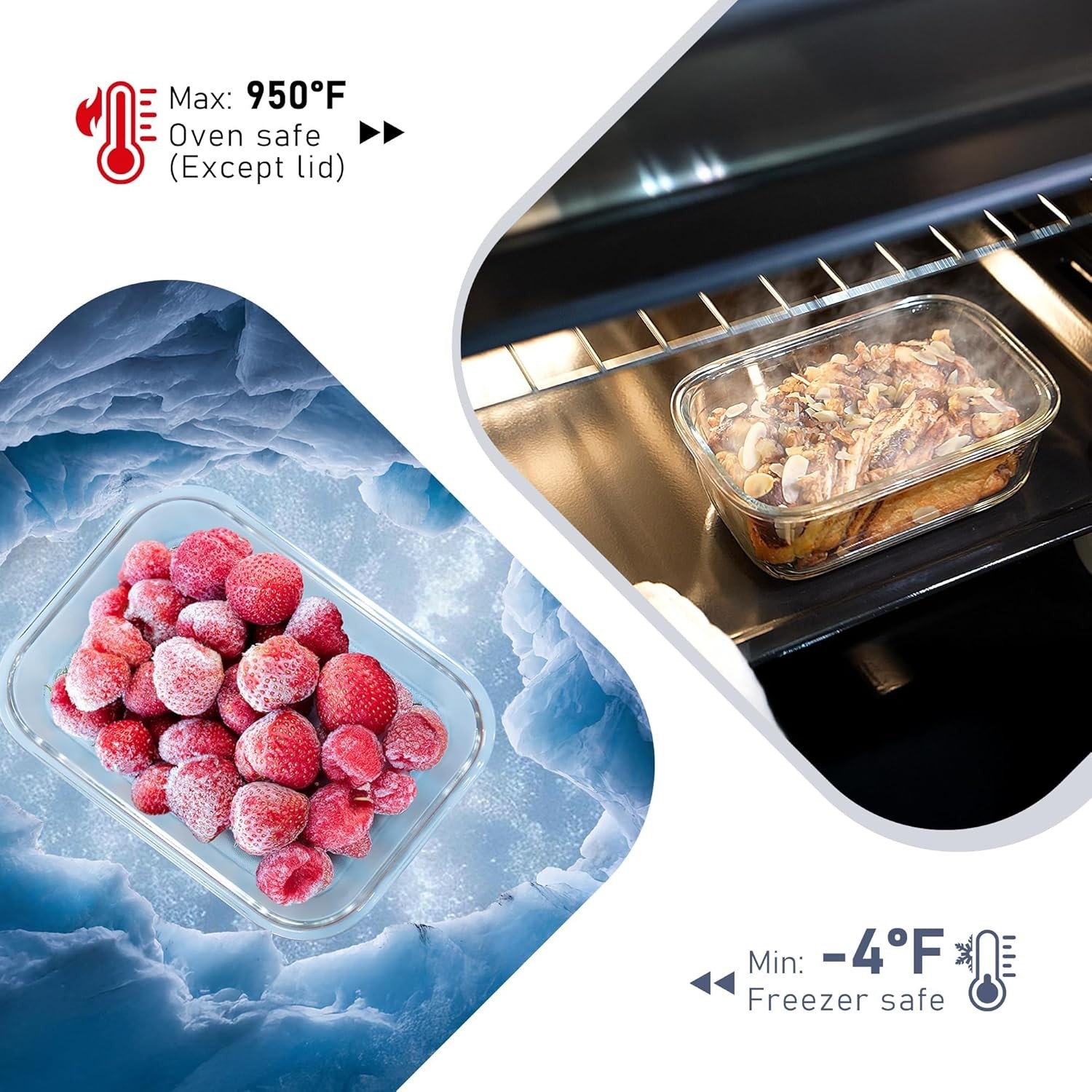 10 Pack Glass Food Storage Containers Borosilicate Oven Safe