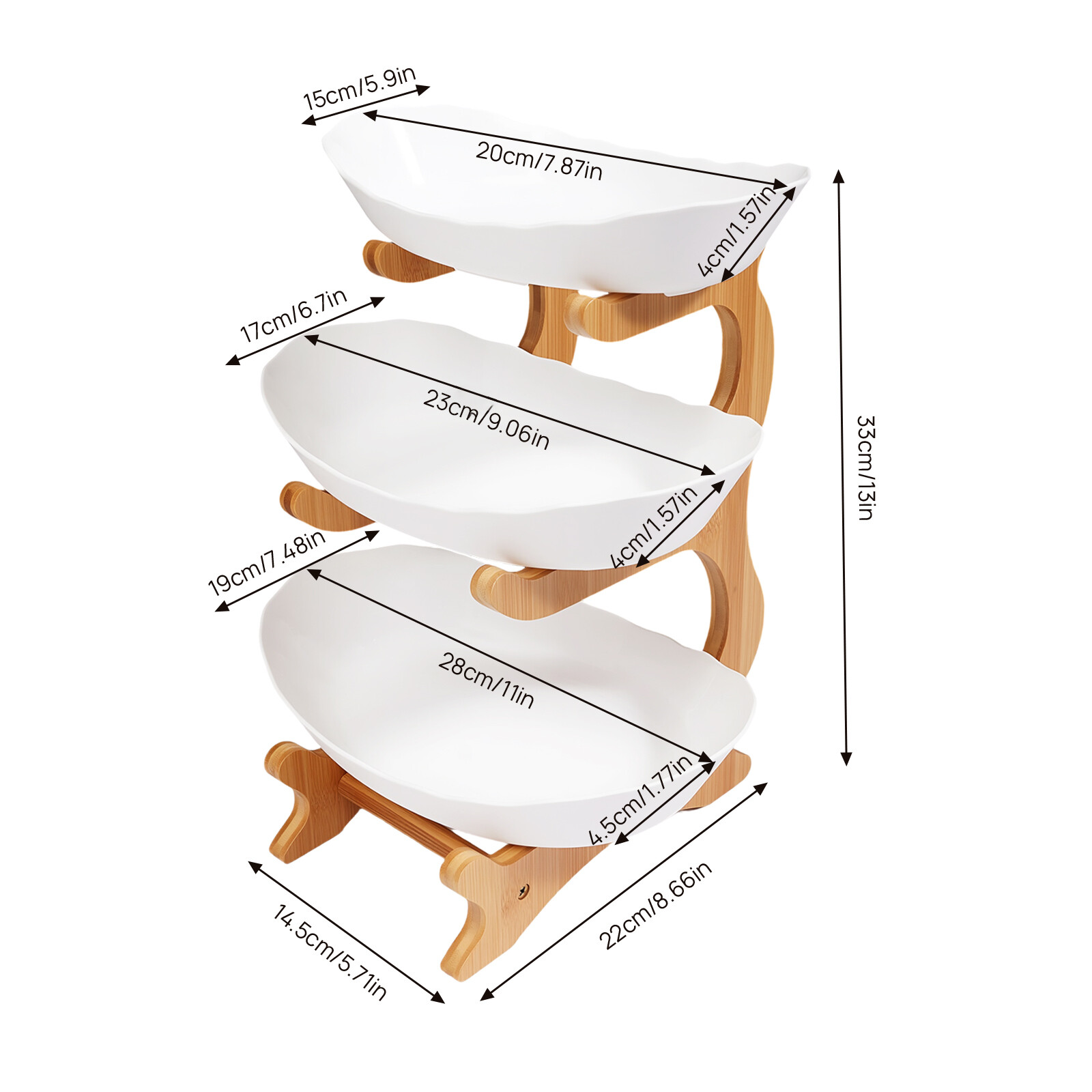 3Tier Fruit Basket Bowl Holder Stand Kitchen Organizer Snacks Vegetable Storage