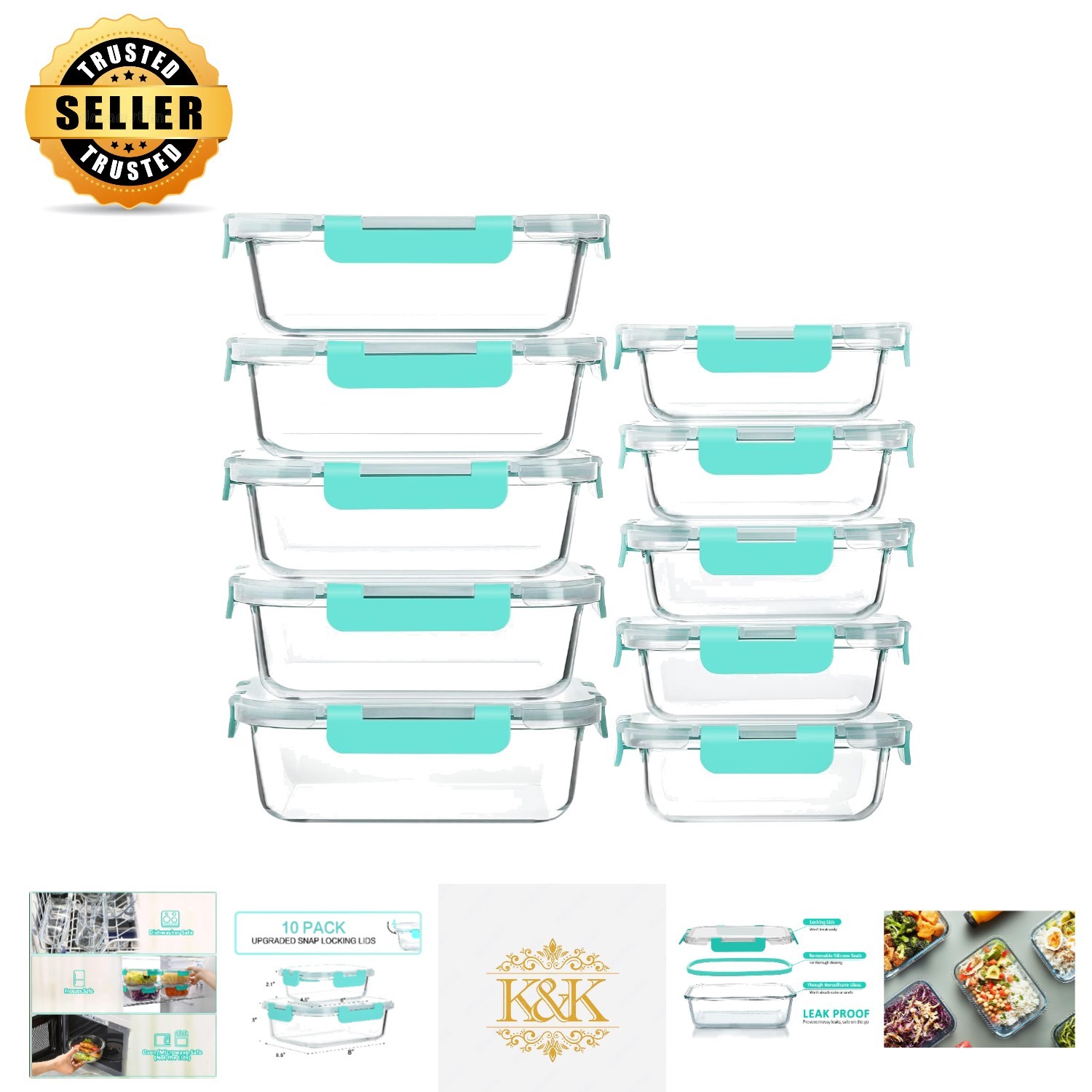 Versatile 10-Pack Glass Storage Containers – Safe for Oven, Microwave & Freezer
