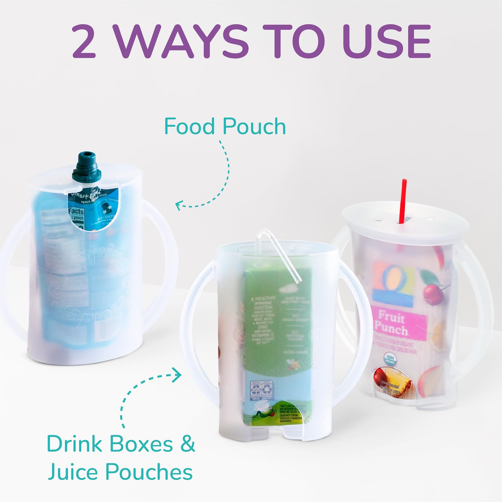 Squeeze Proof Food Pouch Holder for Toddlers, Babies, Kids, Mess Free No Sque…