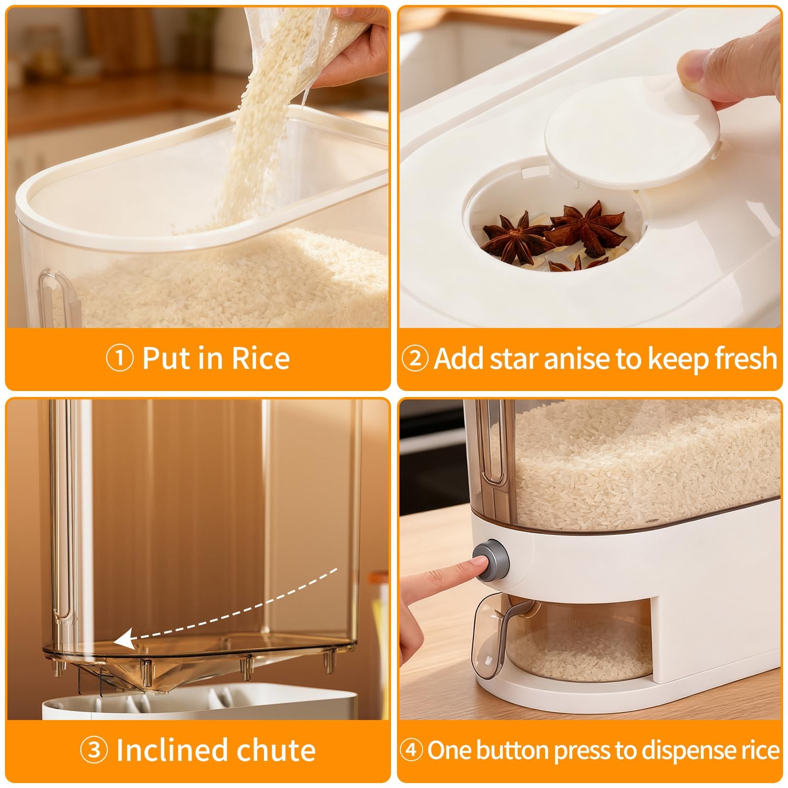 TQXOFDV Rice Storage Container, Airtight Food Storage Bin with Dispenser, Moi…