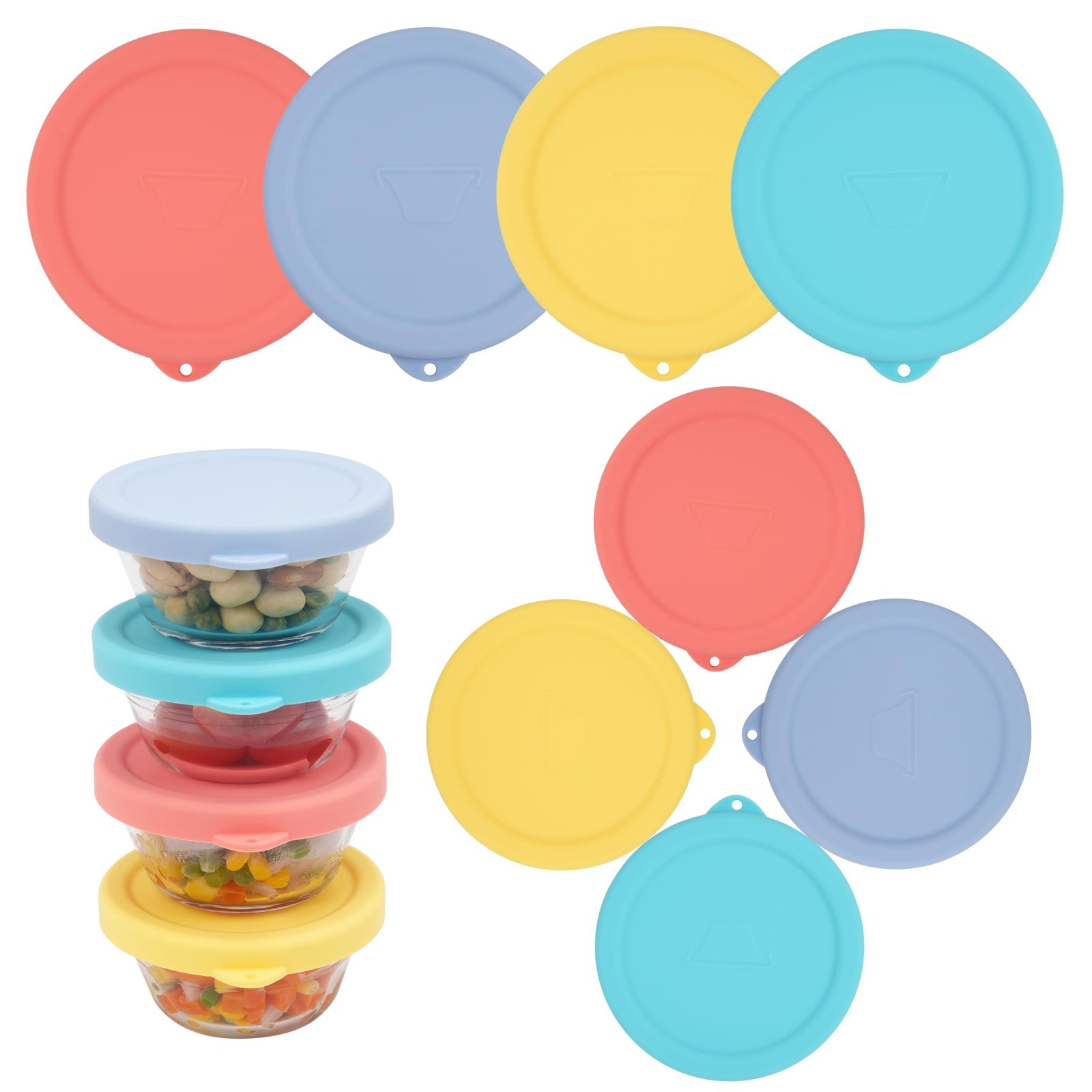 8 PCS Silicone Food Storage Lids for 6oz Glass Custard Cups, Dishwasher Safe Cov