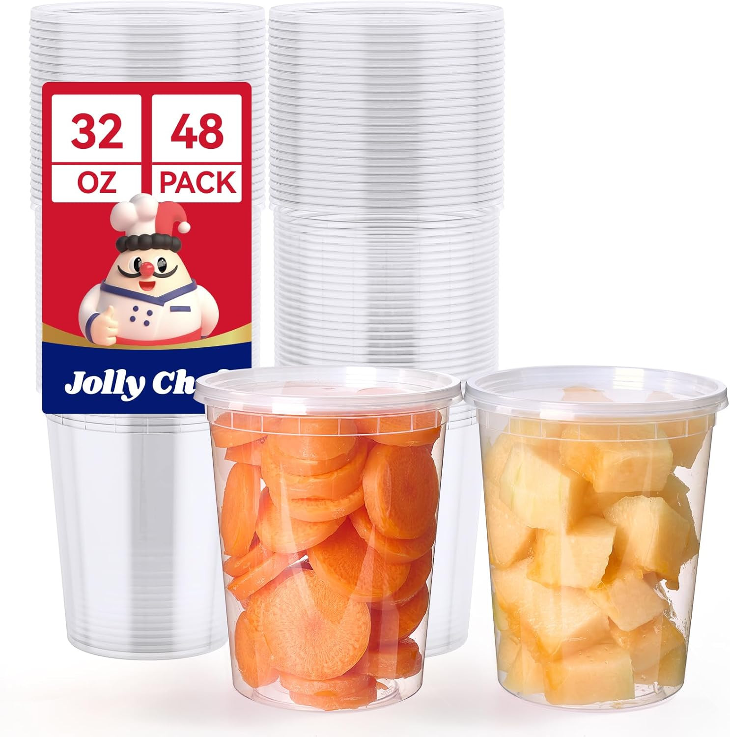 Deli Food Storage Containers with Lids 32 OZ 48 Set Food Storage Containers,Stac