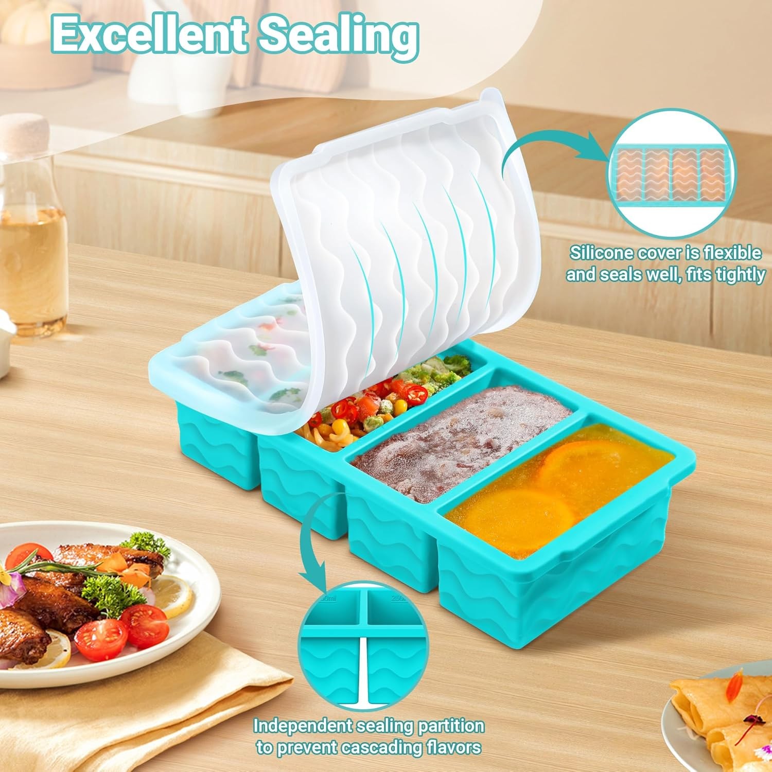 Silicone Freezer Molds for Soup with Lid – 1-Cup Soup Container Style Ice Cube