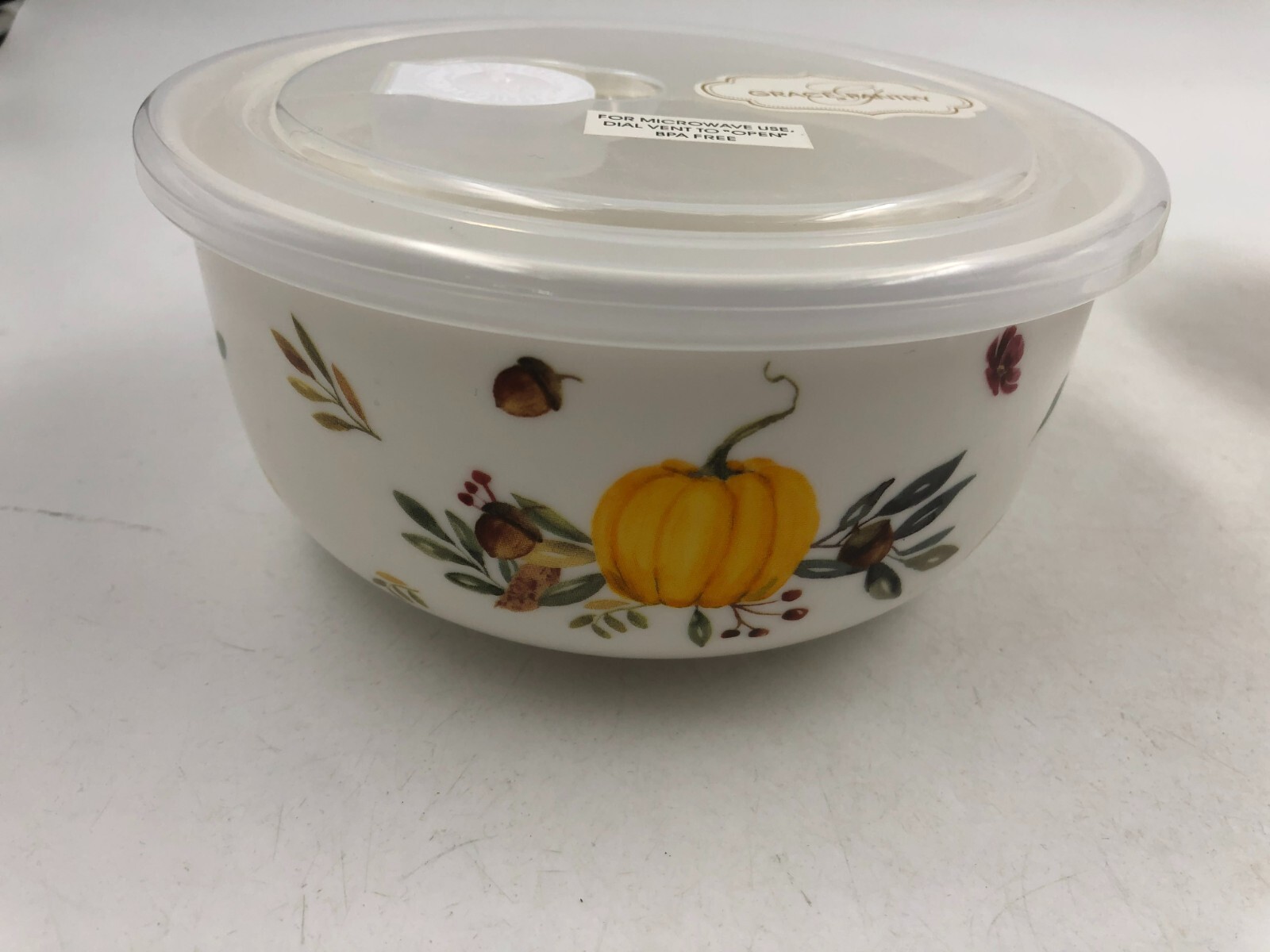Grace Ceramic 6 & 5in Fall Pumpkins food containers with Plastic lids AA01B33013