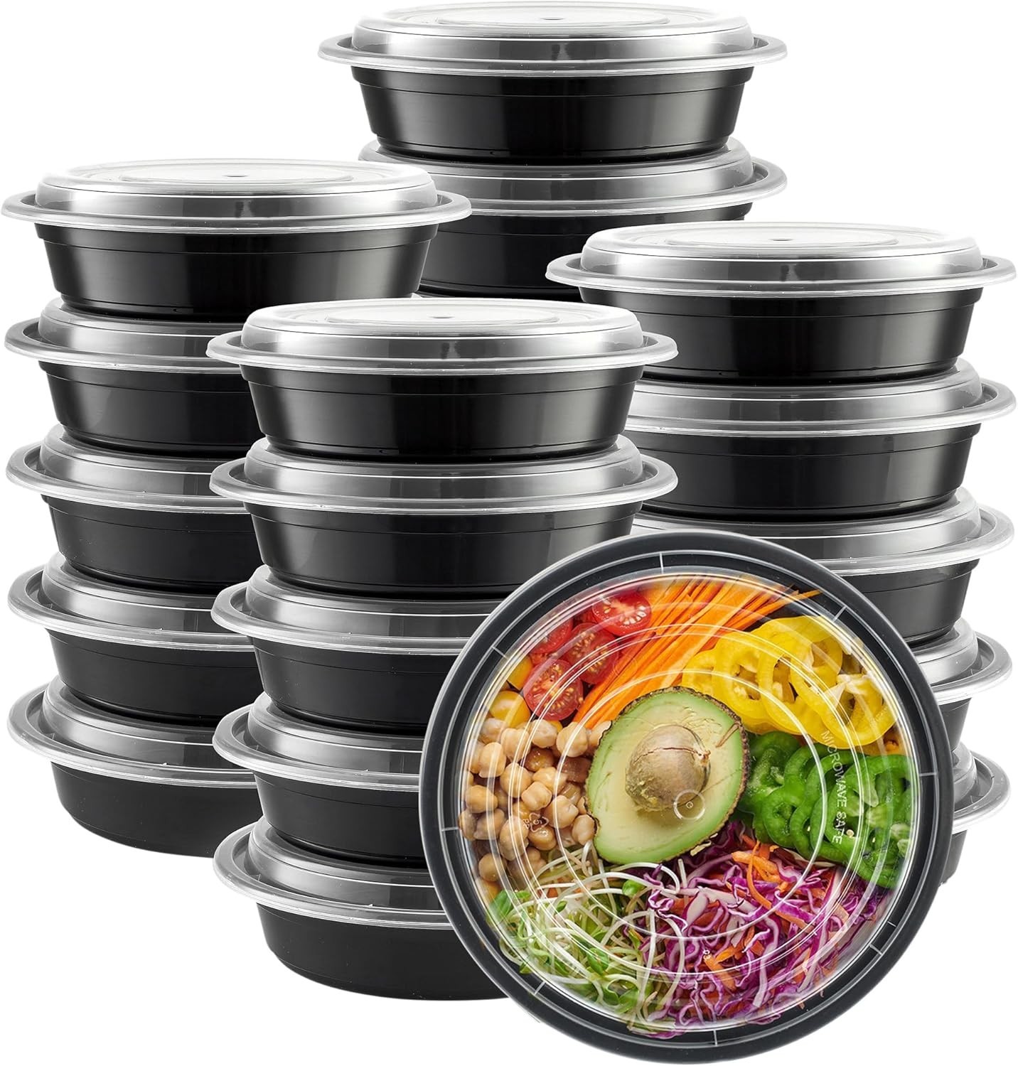 [28 oz 50 Count 2-Compartment Meal Prep Containers W/ Lids – Reusable