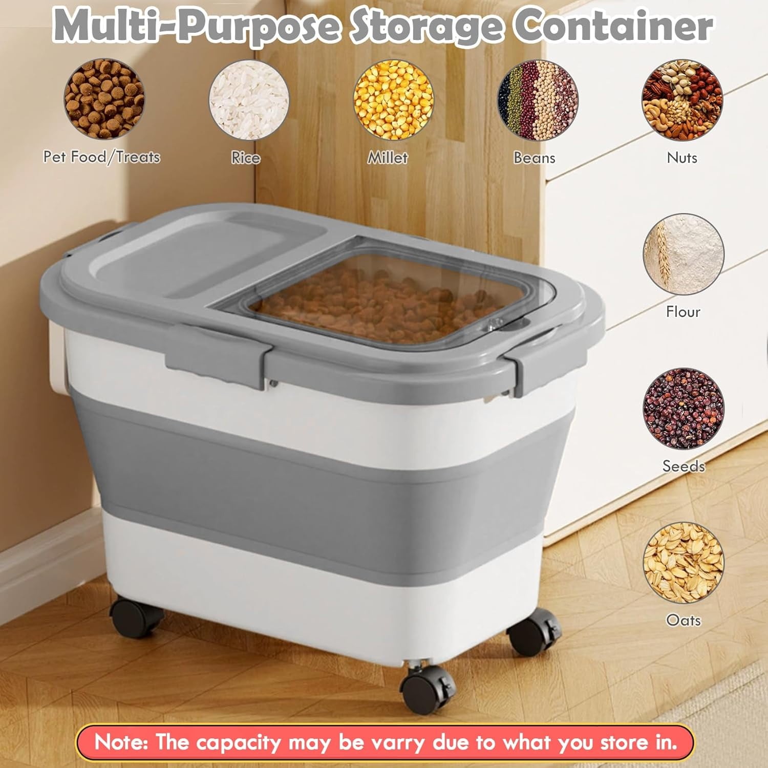 Airtight Pet Food Container | Dog & Cat Food Storage Bin | Treat Box with Scoop
