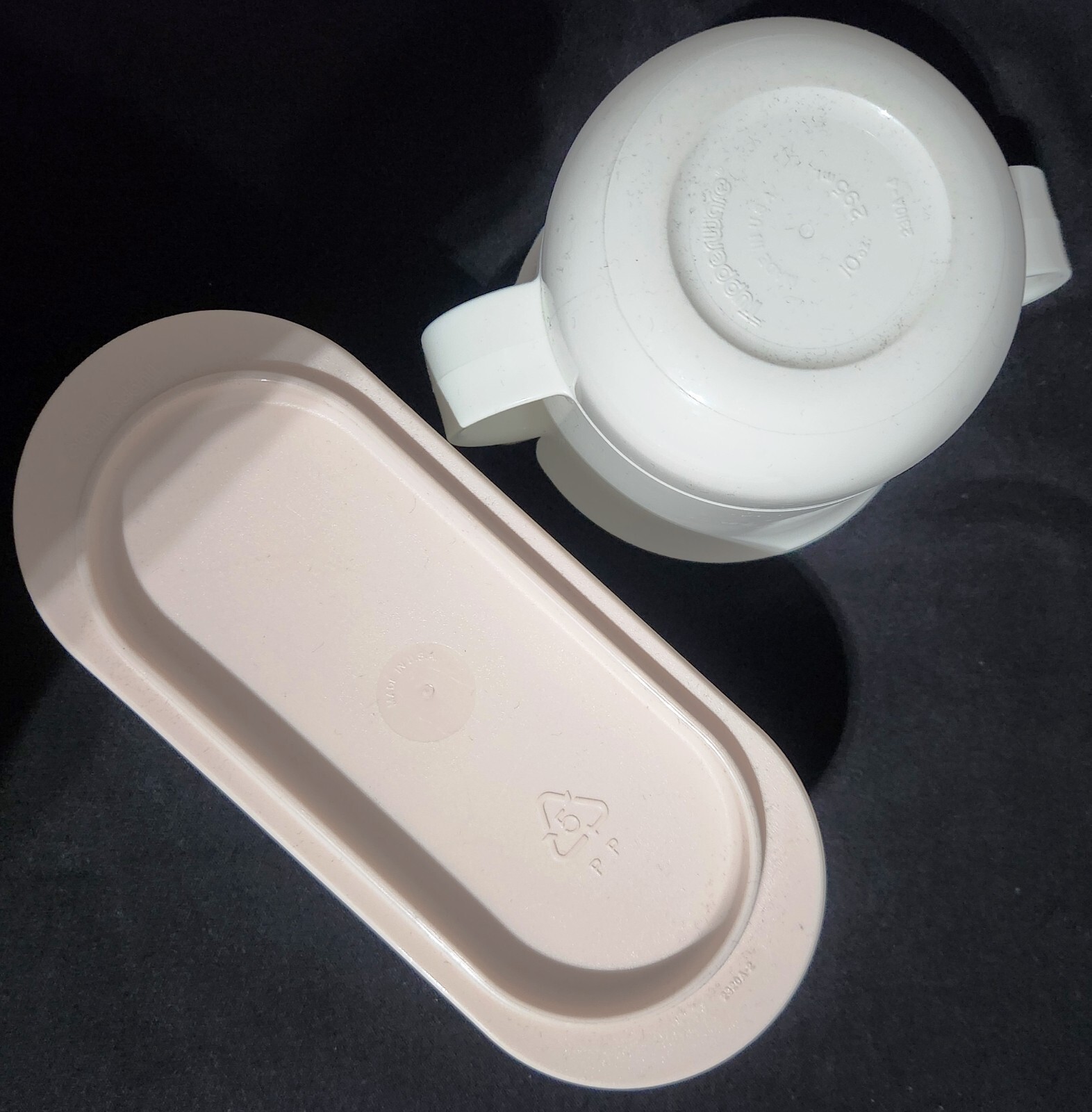 Tupperware TABLETOP BUTTER DISH 2320 & SUGAR BOWL w/Lid 2311 off white & pink