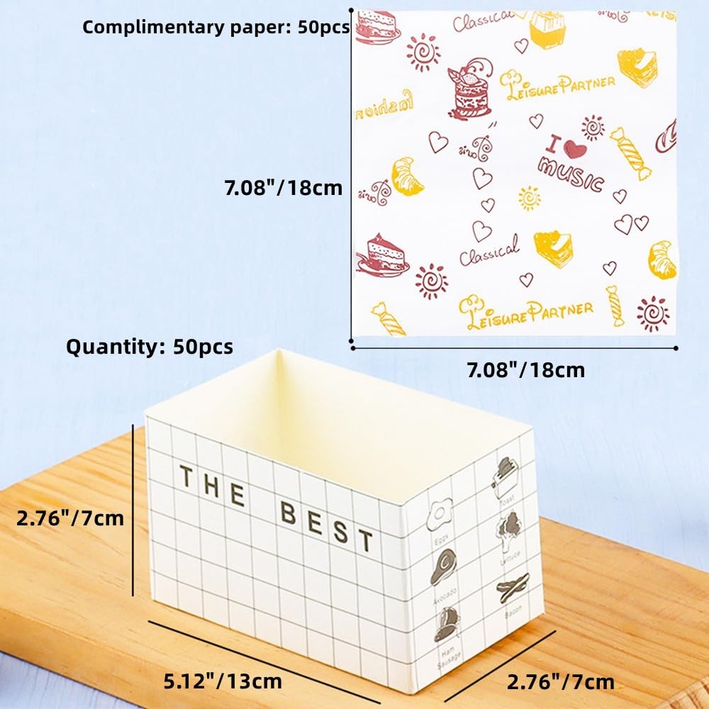 50 Pack Paper Take Out Containers,Mini Burger Boxes,Sandwich Take Out Boxes w…