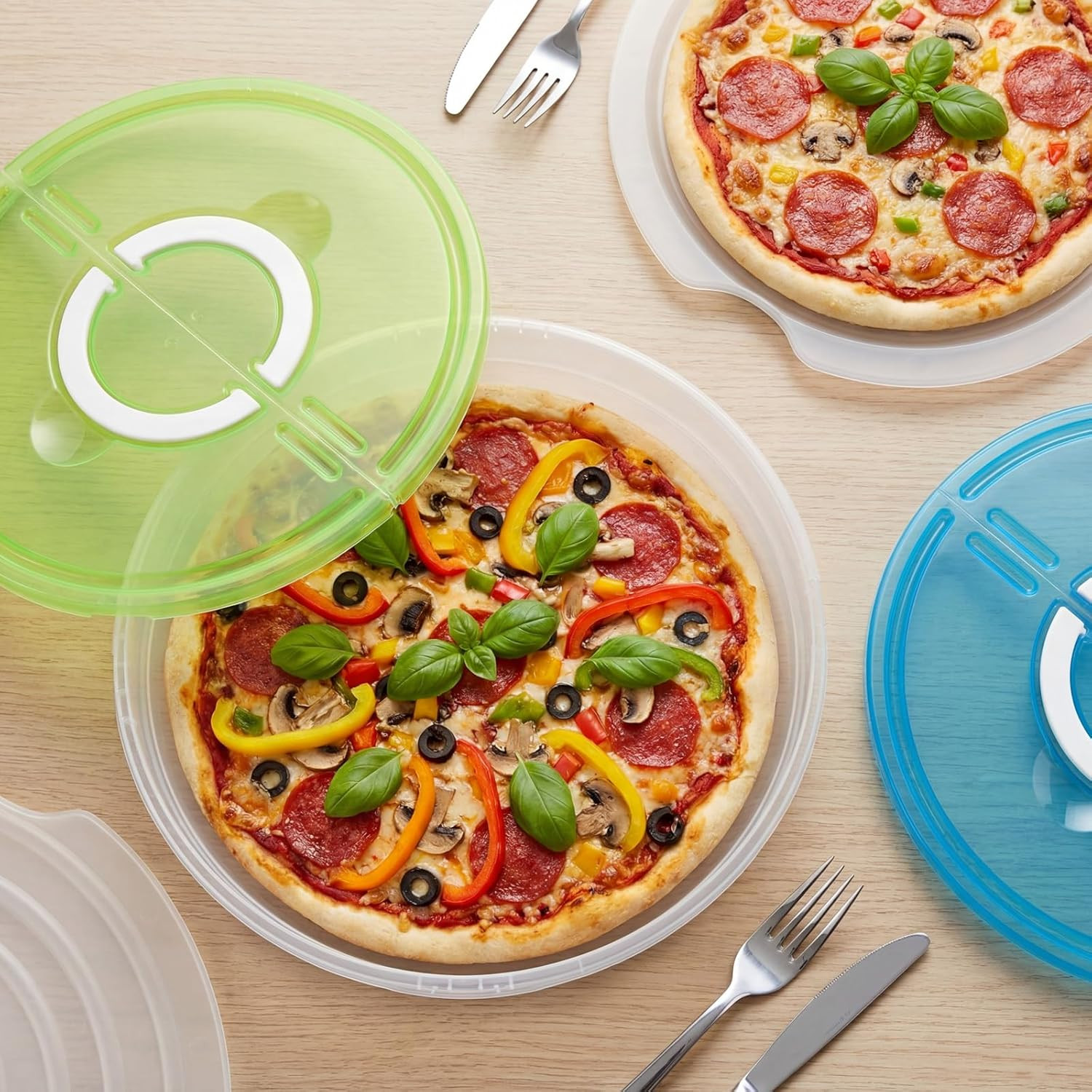 2 Pie Carrier with Lid and Handle 12 Inch round Plastic Food Storage
