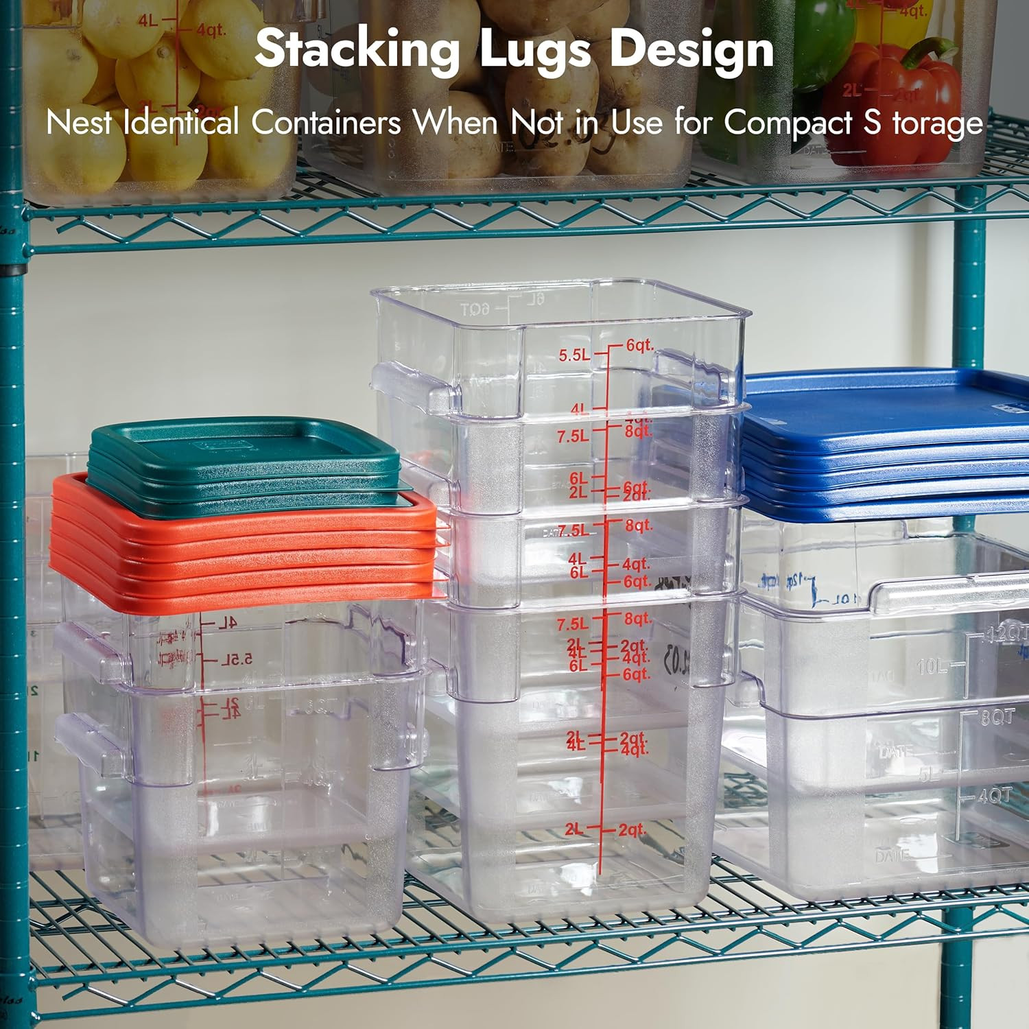 4 Pack Food Storage Containers with Blue Lids – NSF Listed Commercial Grade in 2