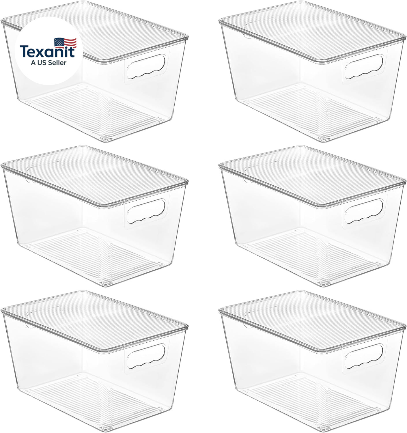 6 Pack Clear Stackable Storage Bins with Lids, Large Plastic Containers with Han