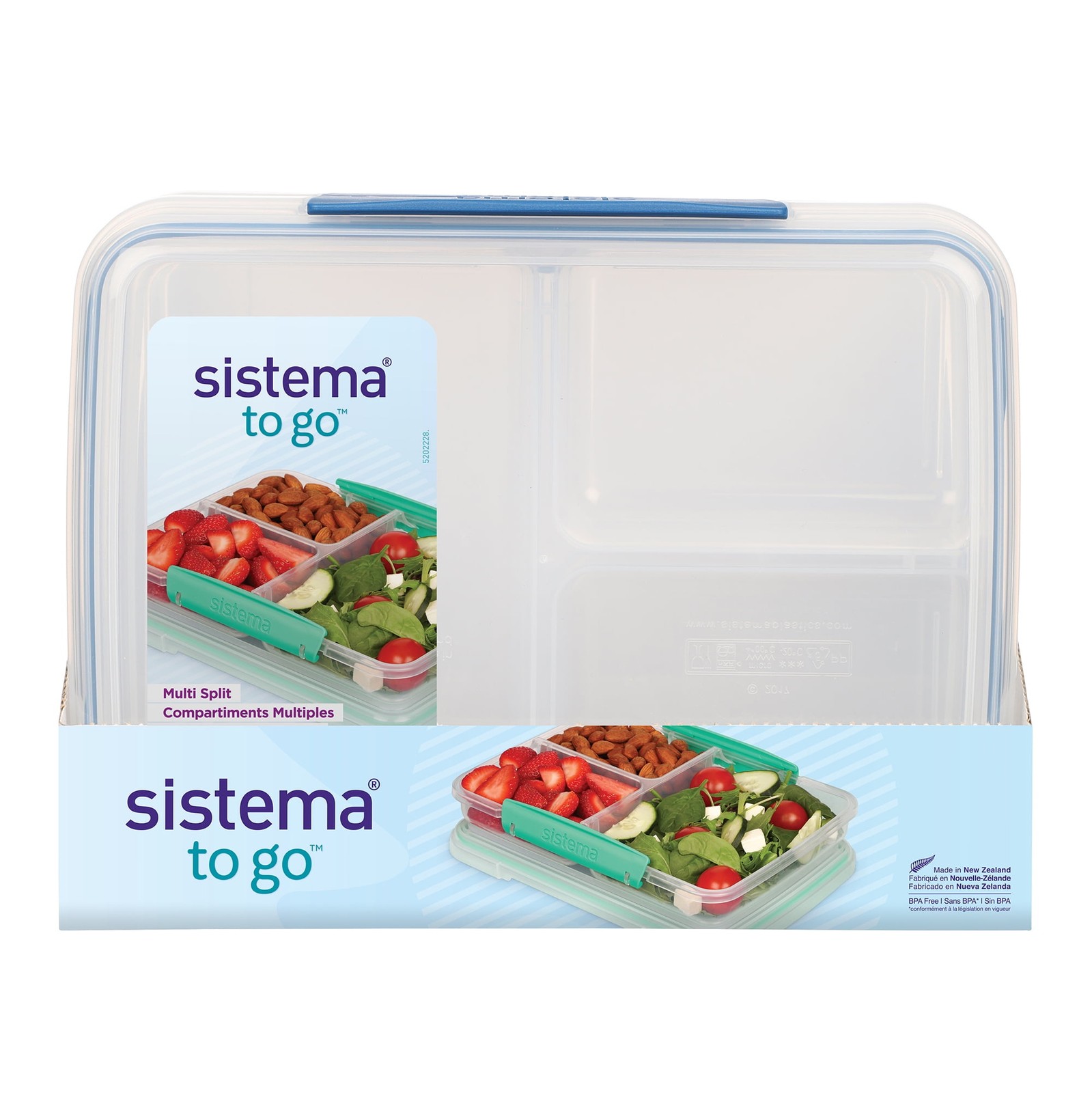 (2 pack) Sistema TO GO Multi Split Food Storage Container, 27.7oz / 820ml