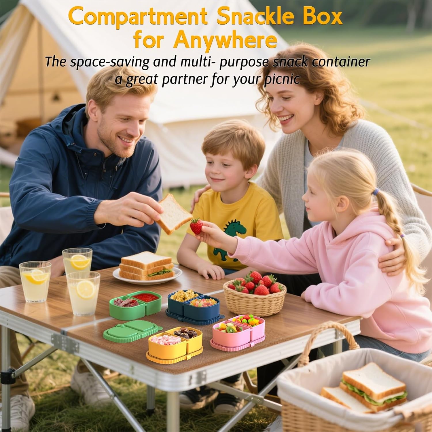 Double Compartment Snack Containers for Sauce, Reusable Silicone