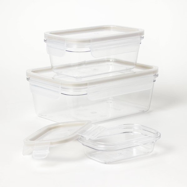 6pc (set of 3) Tritan Plastic Rectangle Food Storage Container Set Clear