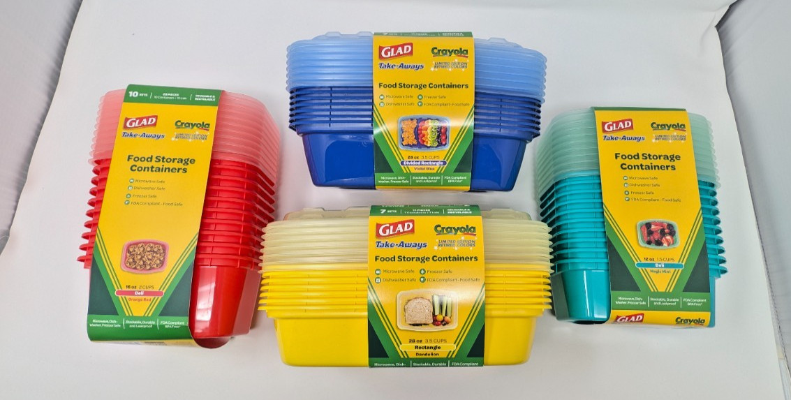 4X Limited Edition Crayola Colors Glad Take-Away Food Storage Containers Retired