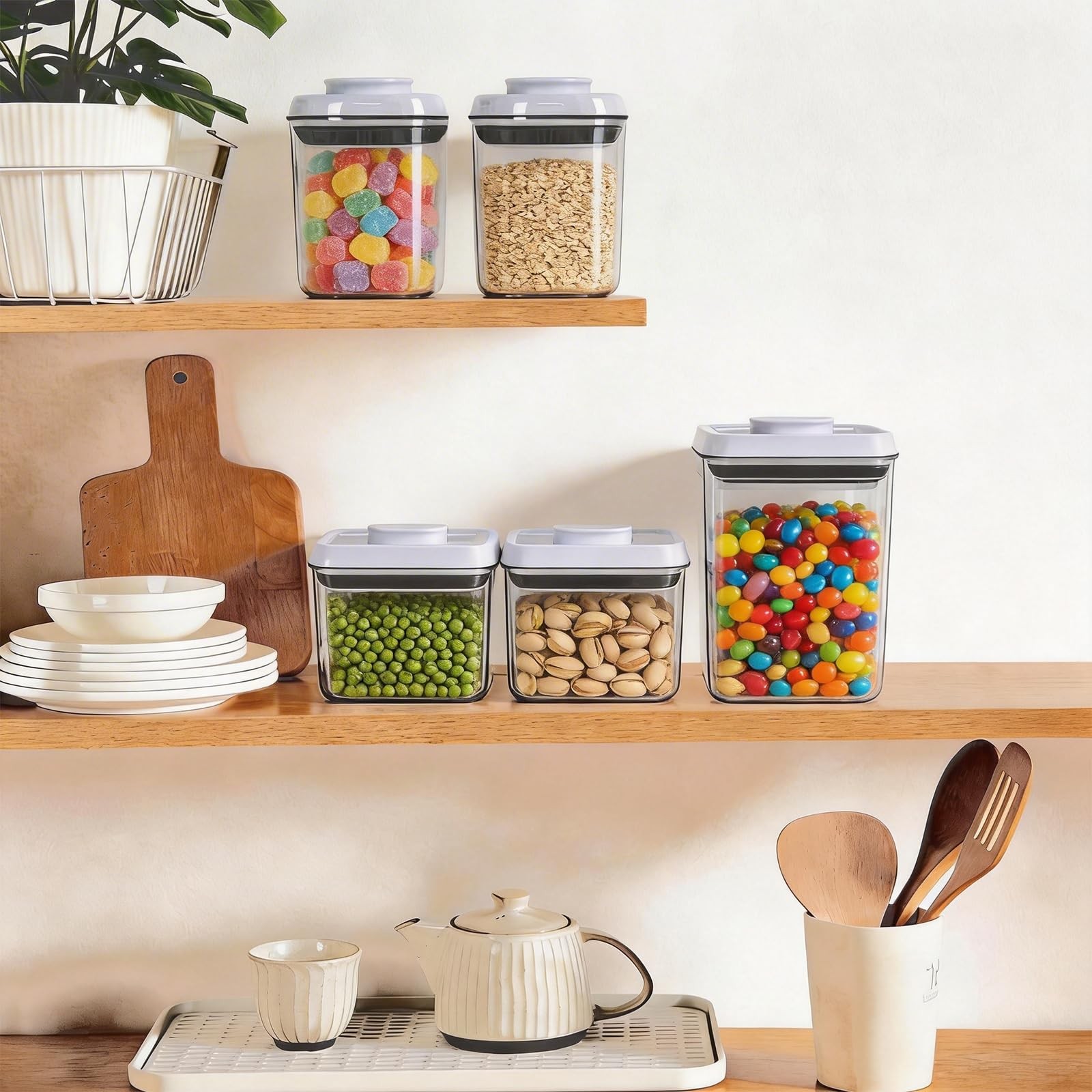 Pop Airtight Food Storage Containers with Lids, Push Button Seal BPA-for Kitc…