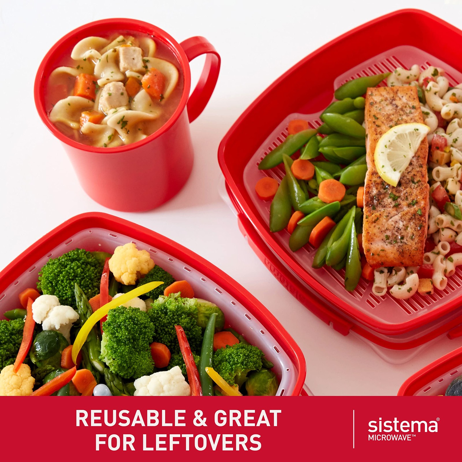 Microwave Soup Mugs | 656 ml | Microwave Food Containers with Steam Release V