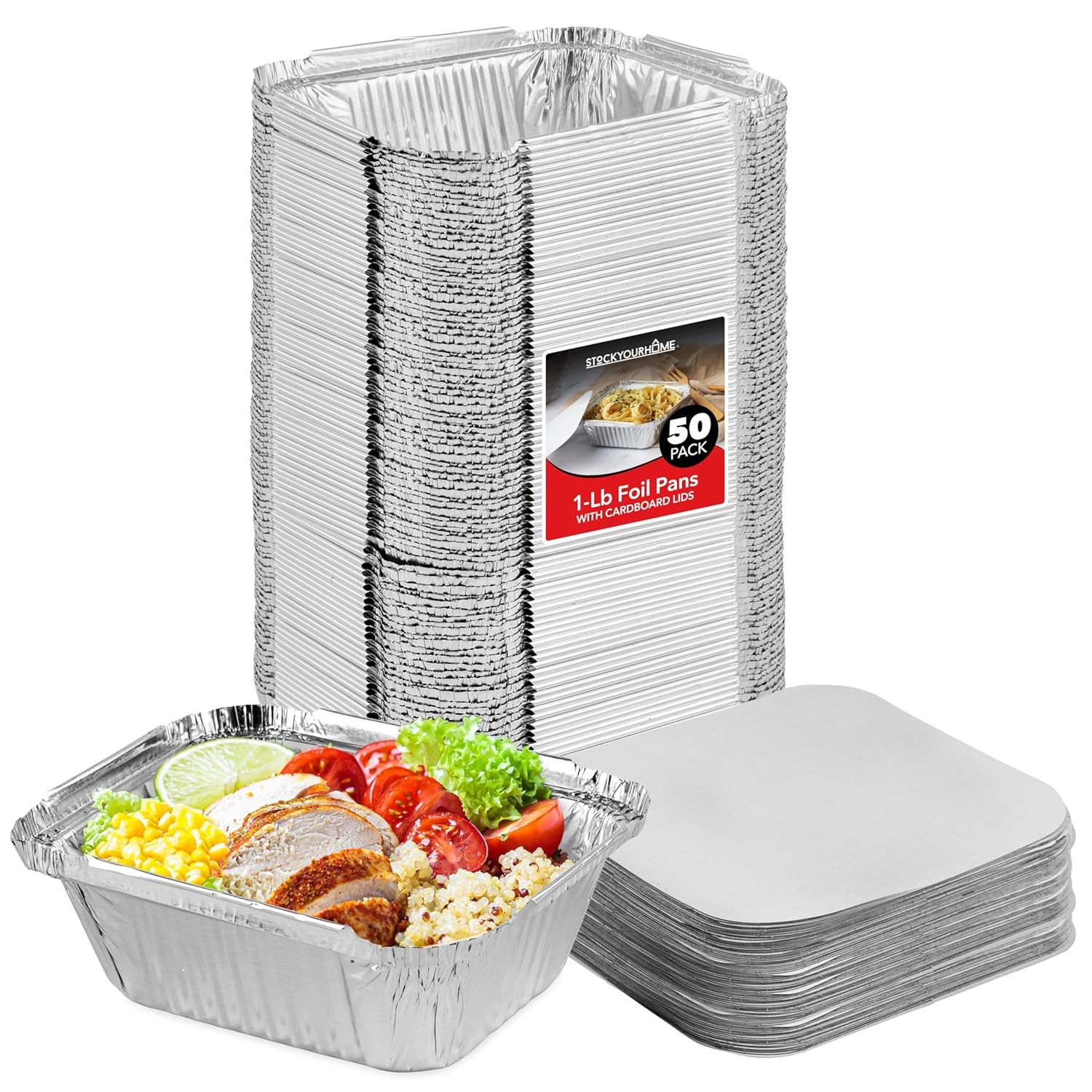 Small Aluminum Pans Take Out Containers 50 Foil Oblong Pans 50 Cardboard Lids