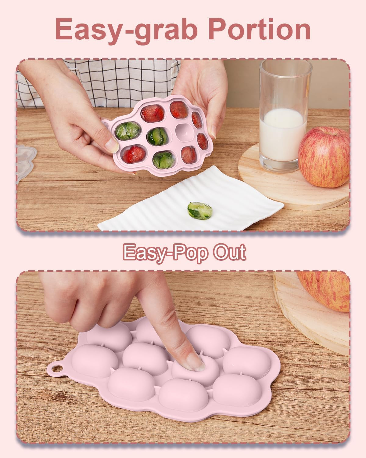Baby Food Freezer Trays with Lids (2 Pack), Silicone Nibble Freezer Tray, Bre…
