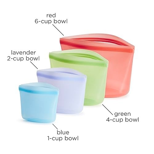 Reusable Silicone Storage Bowls 4 Pack 8 16 32 48oz Dishwasher Microwave Oven