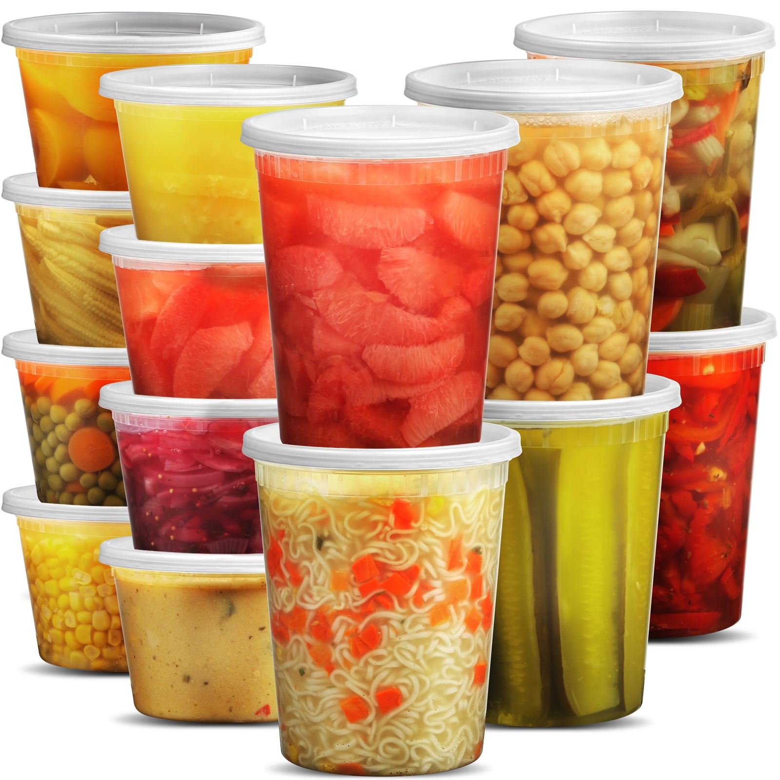 Deli Food Containers with Lids – (16 Sets) 8-32 Oz Quart Size & 8-16 Oz Pint …