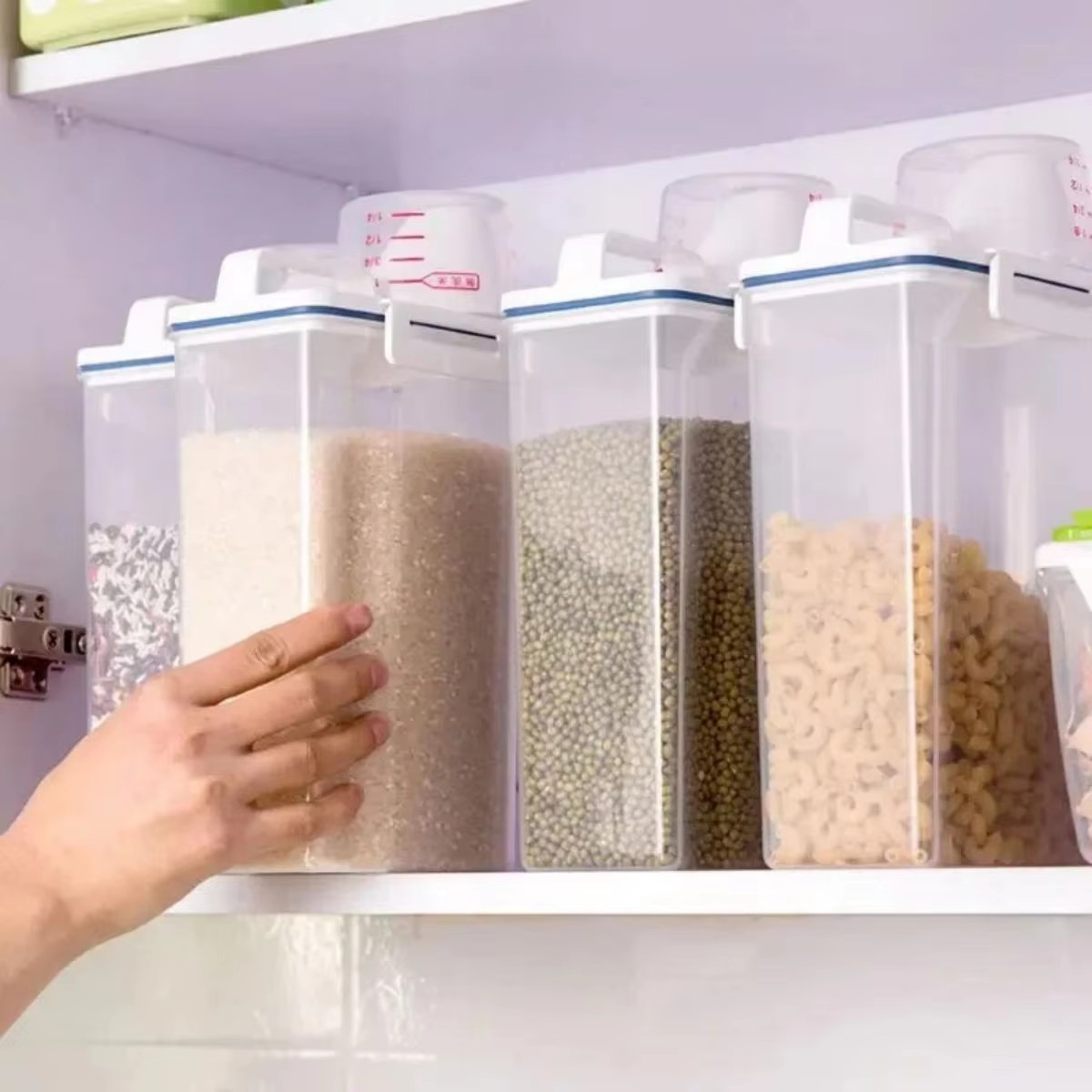 【Hot Sales】1Pc Rice and Grains Food Storage Canister with Measuring Cup, Kitchen