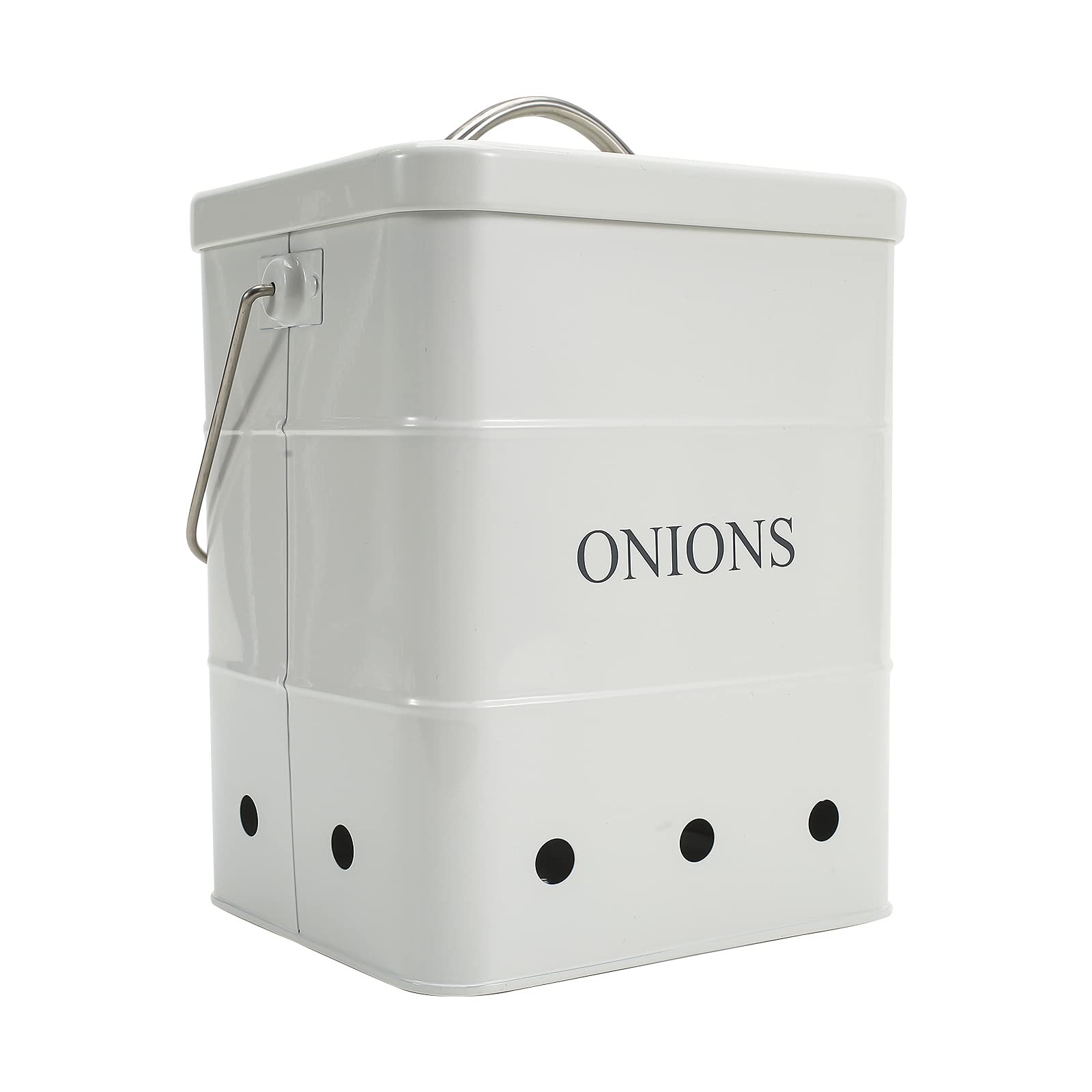 Onion Storage Bin Metal Tin with Aerating Holes – Kitchen Pantry Organizer Fresh