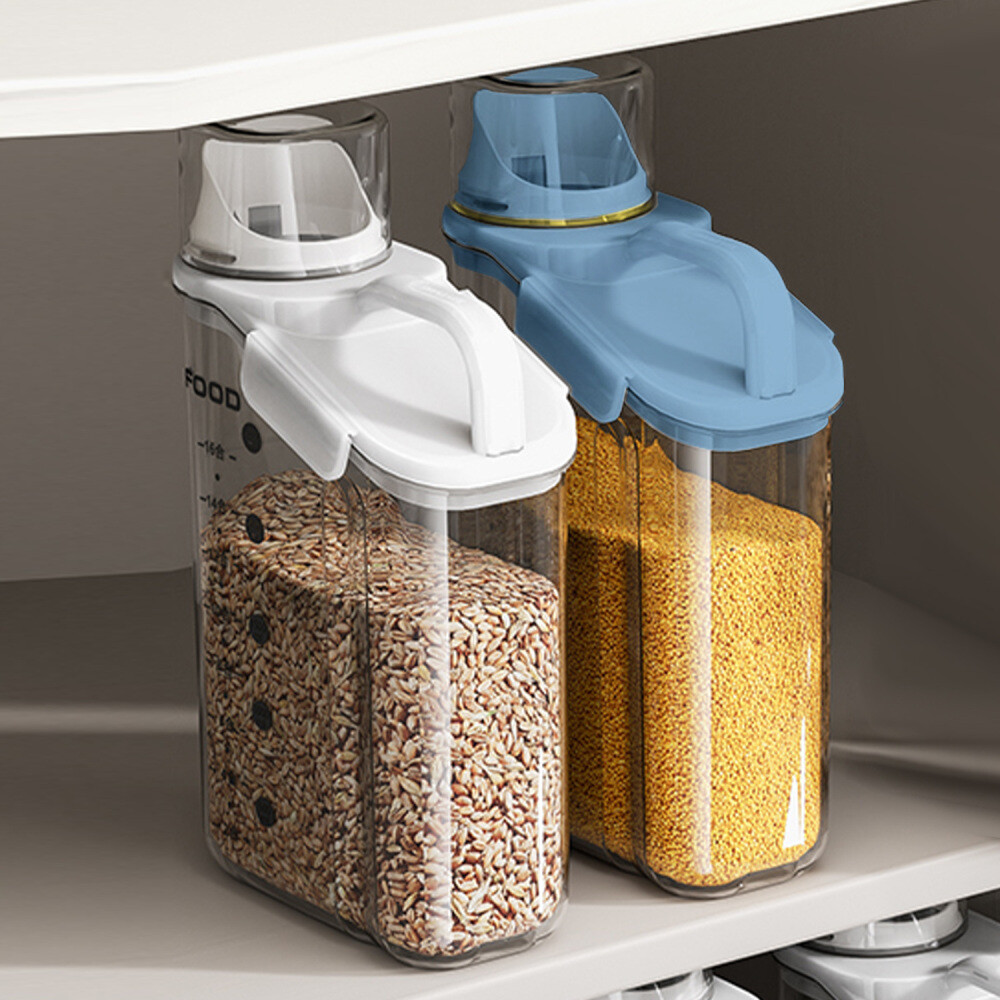 Cereal Containers Storage, 1.5L/2L/2.8L Dry Food Rice Holder with Measuring Cup
