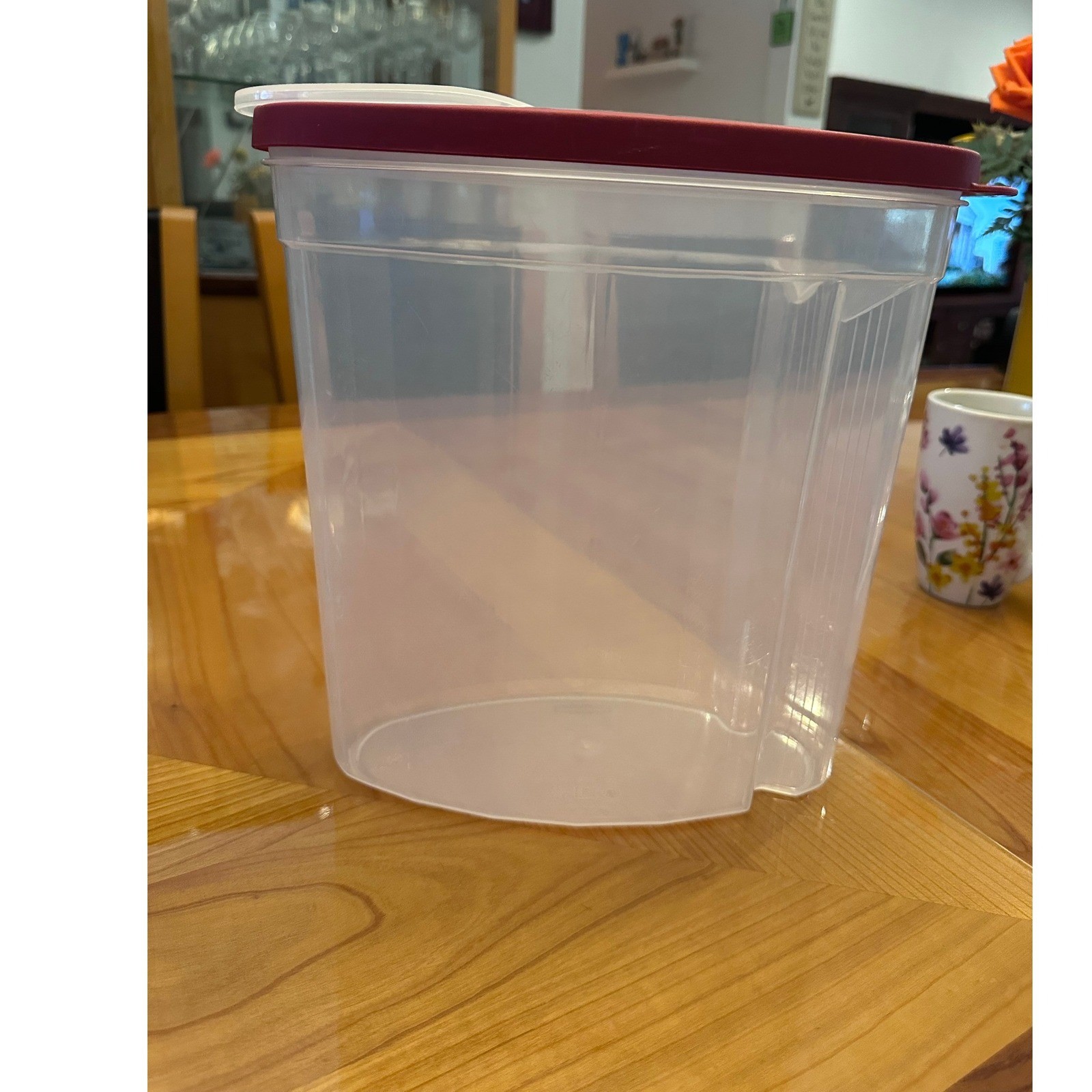 Tupperware Modular Mates Oval Container Cranberry Red Lid Flip Top Spout 1615