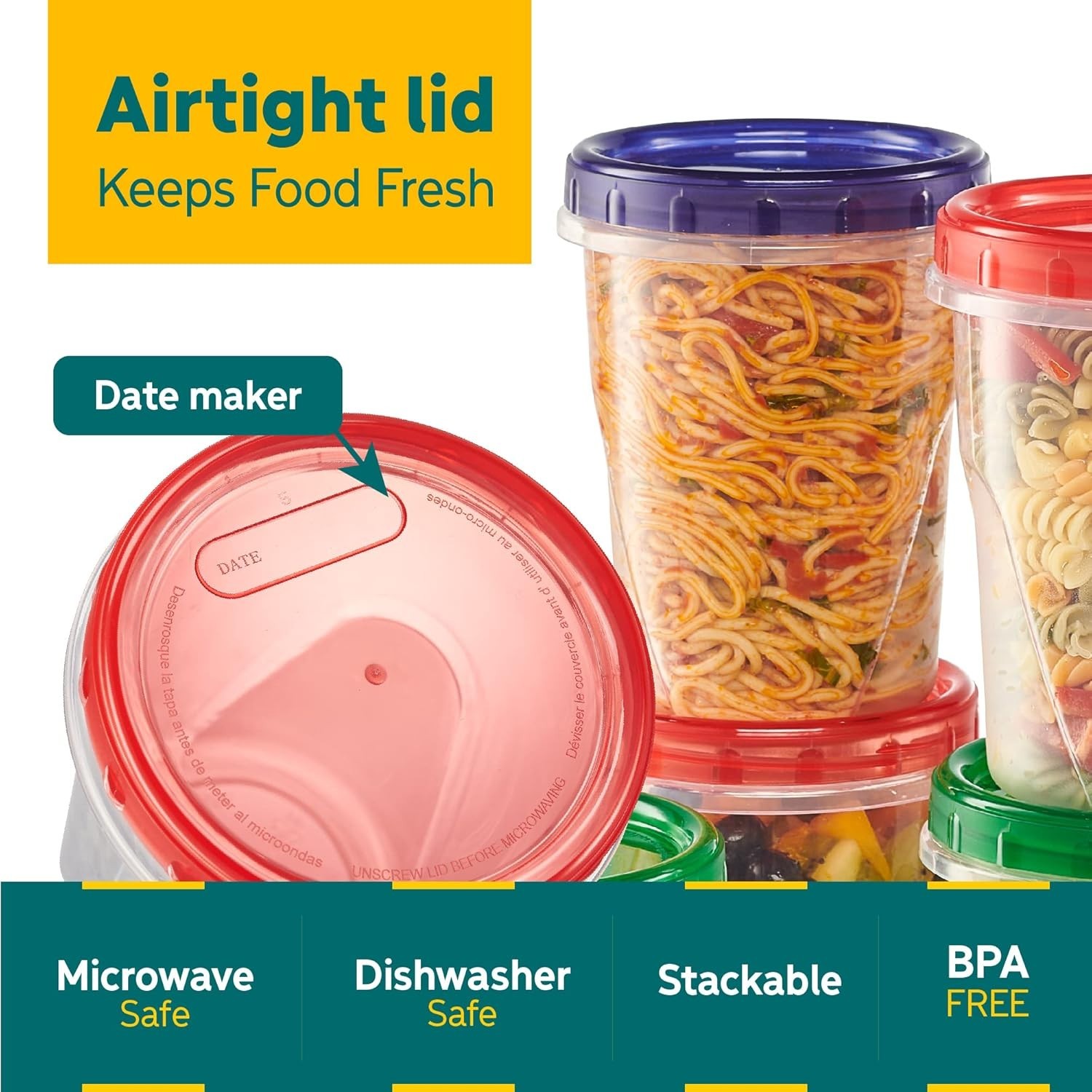 Twist Top Food Storage Containers 32 Oz 12 Pack Plastic Freezer Storage Containe