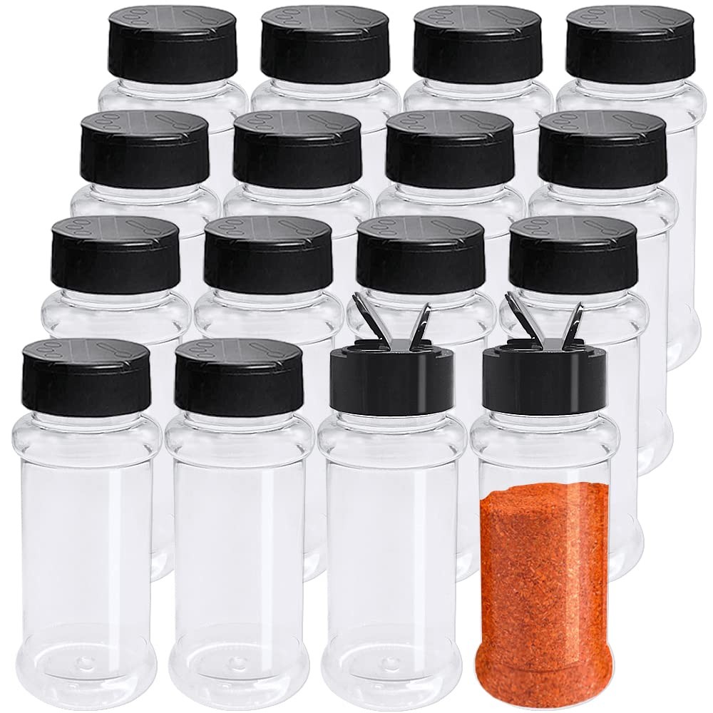 16 Pack 3.4oz/100ml Plastic Spice Bottles Set,Empty Seasoning Containers