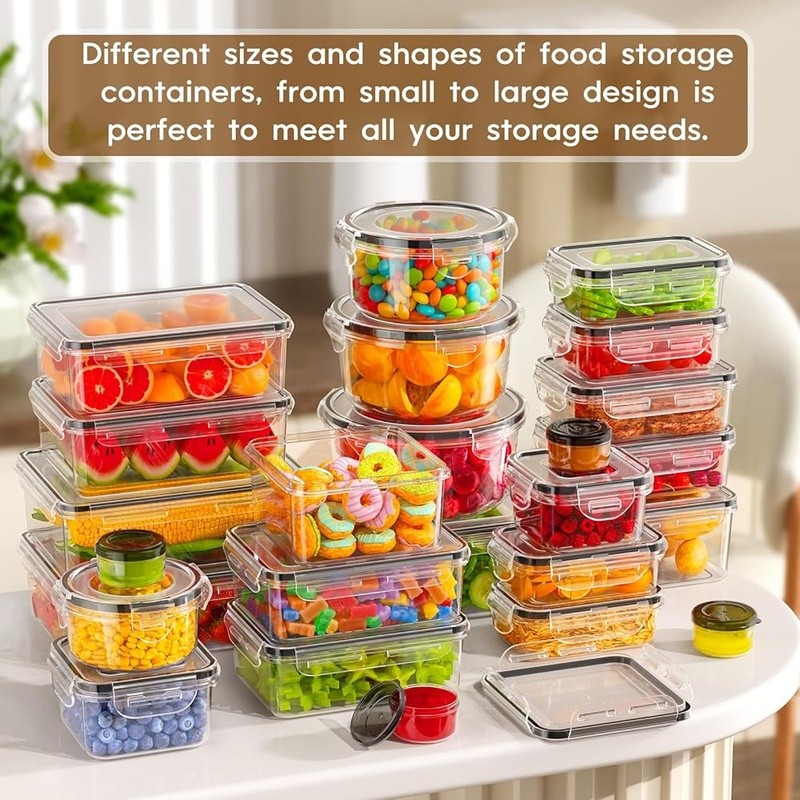 60 Piece Airtight Food Storage Containers Set BPA Free Stackable Microwave Safe