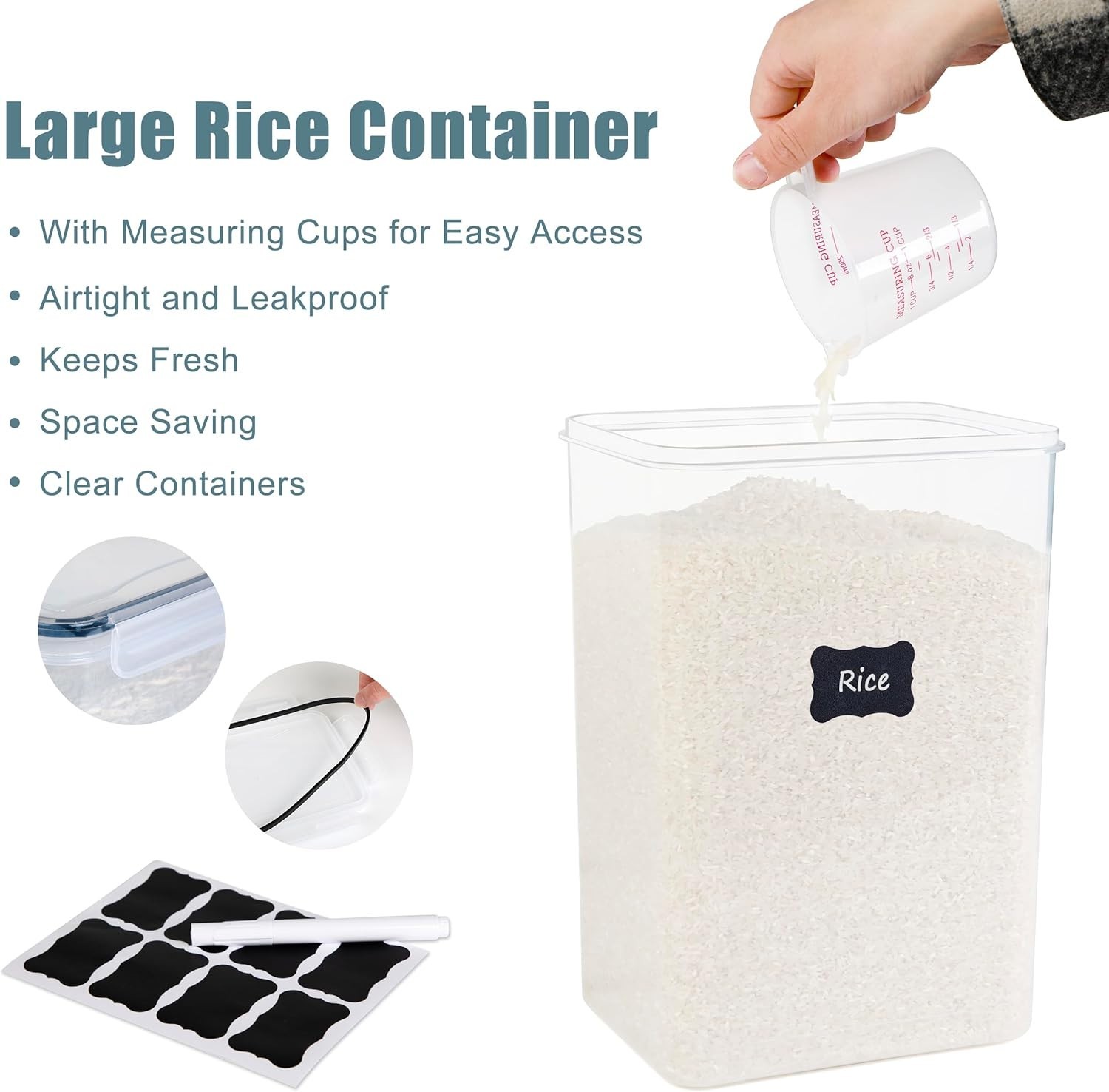 Versatile 9.5L Airtight Containers – Perfect for Flour, Sugar, Rice, Cereal!
