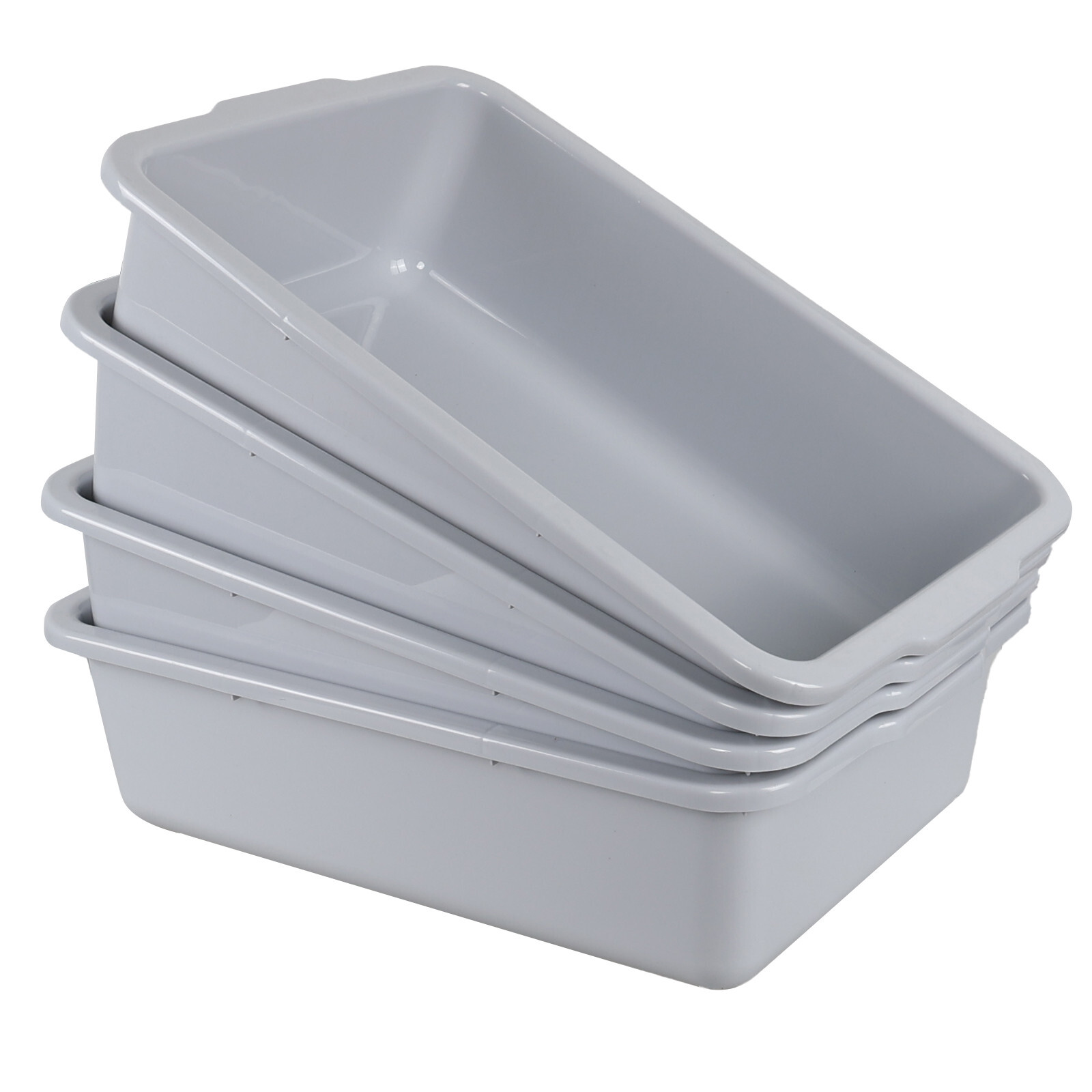 32 L Commercial Food Service Bus Tub, 4 Pack Utility Dishpan, Light Grey