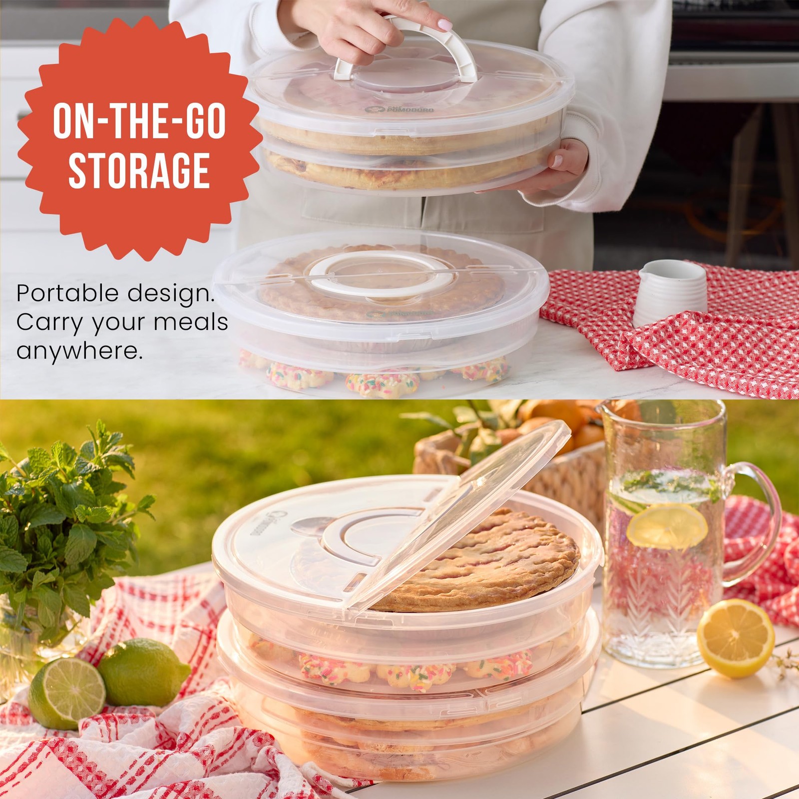Pie Carrier for 2 Pies 12-Inch, Multi Pie Carrier With Lid and Handle, Pizza …