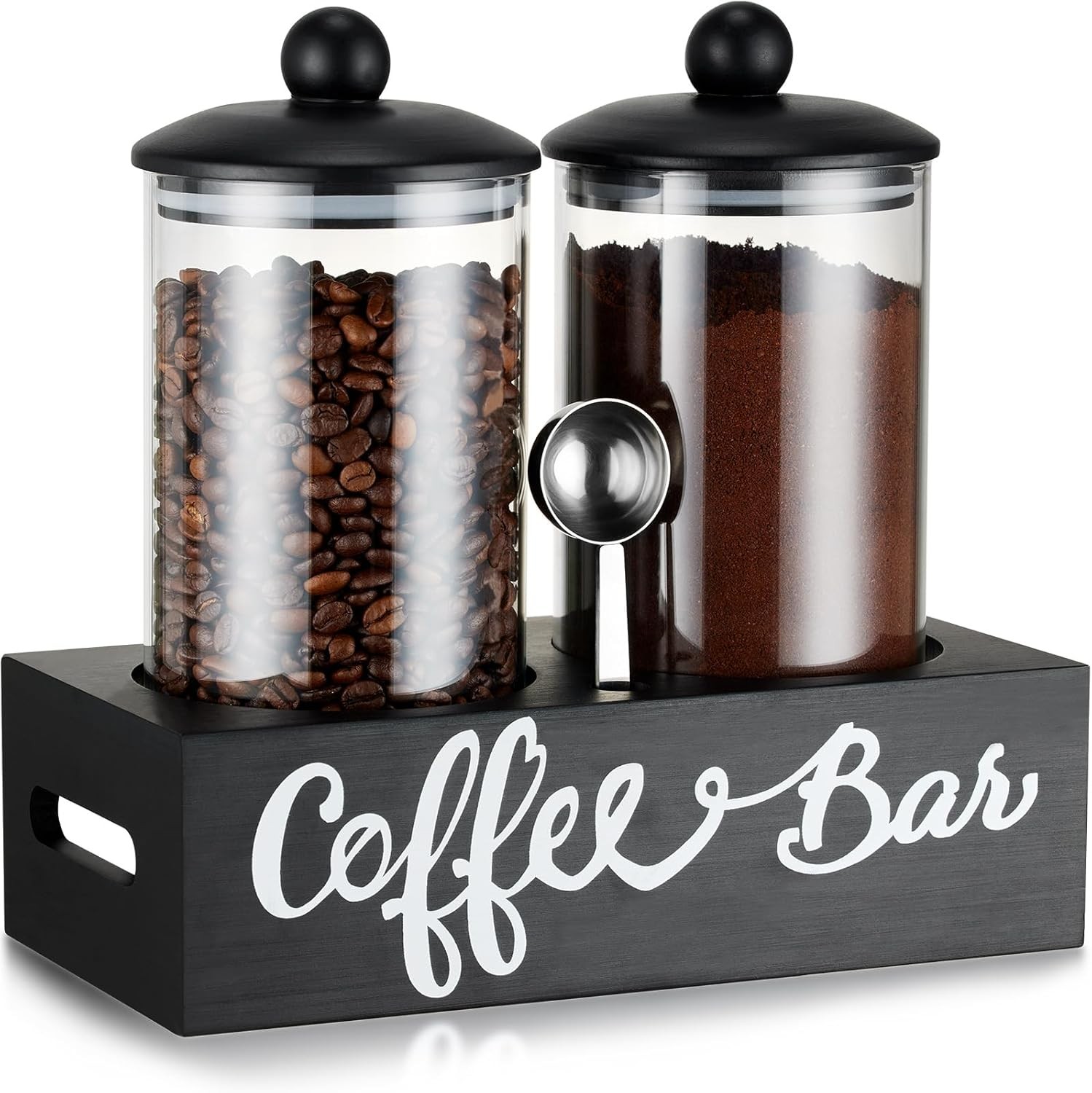 Glass Sugar Coffee Canister for Ground Coffee,2×55OZ Coffee Containers with