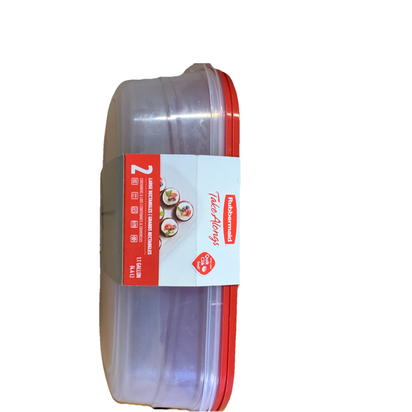 Rubbermaid Take Alongs Large Rectangle 2 Count 1 Gal, 3.7L Containers HolidayRed