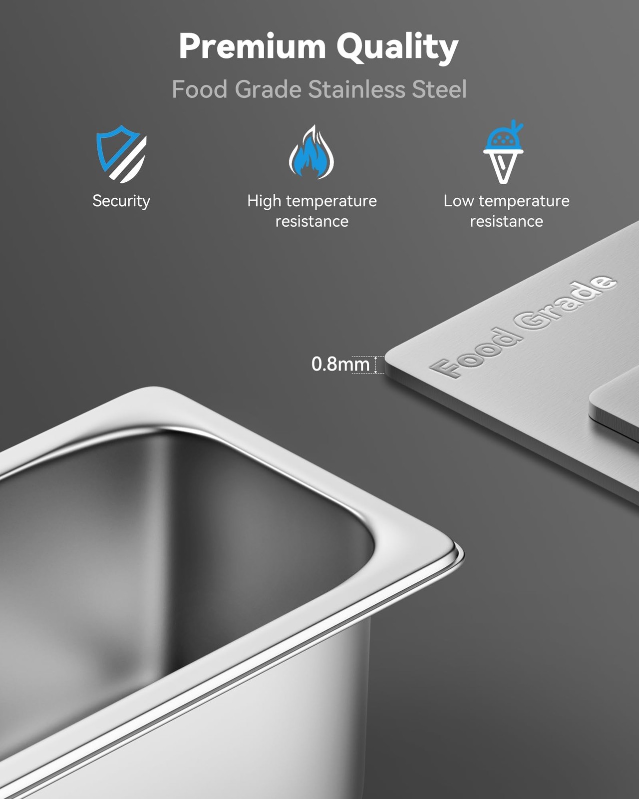 8 Pack Hotel Pans with Lids, 1/4 Size 6″ Deep Stainless Steel Food Pans
