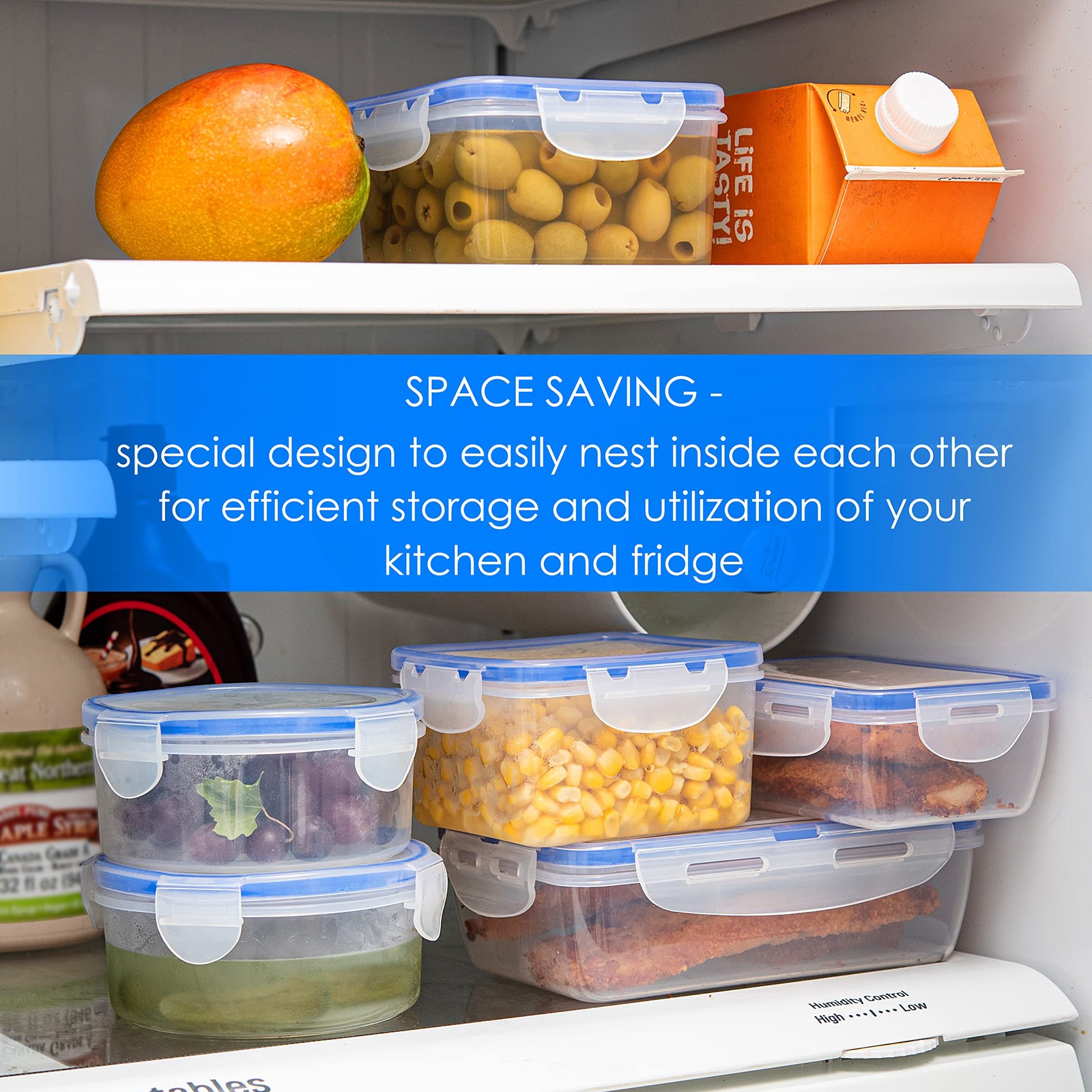 Air Tight 16 Piece Plastic Food Storage Containers with Lids, Safe Lunch Box …